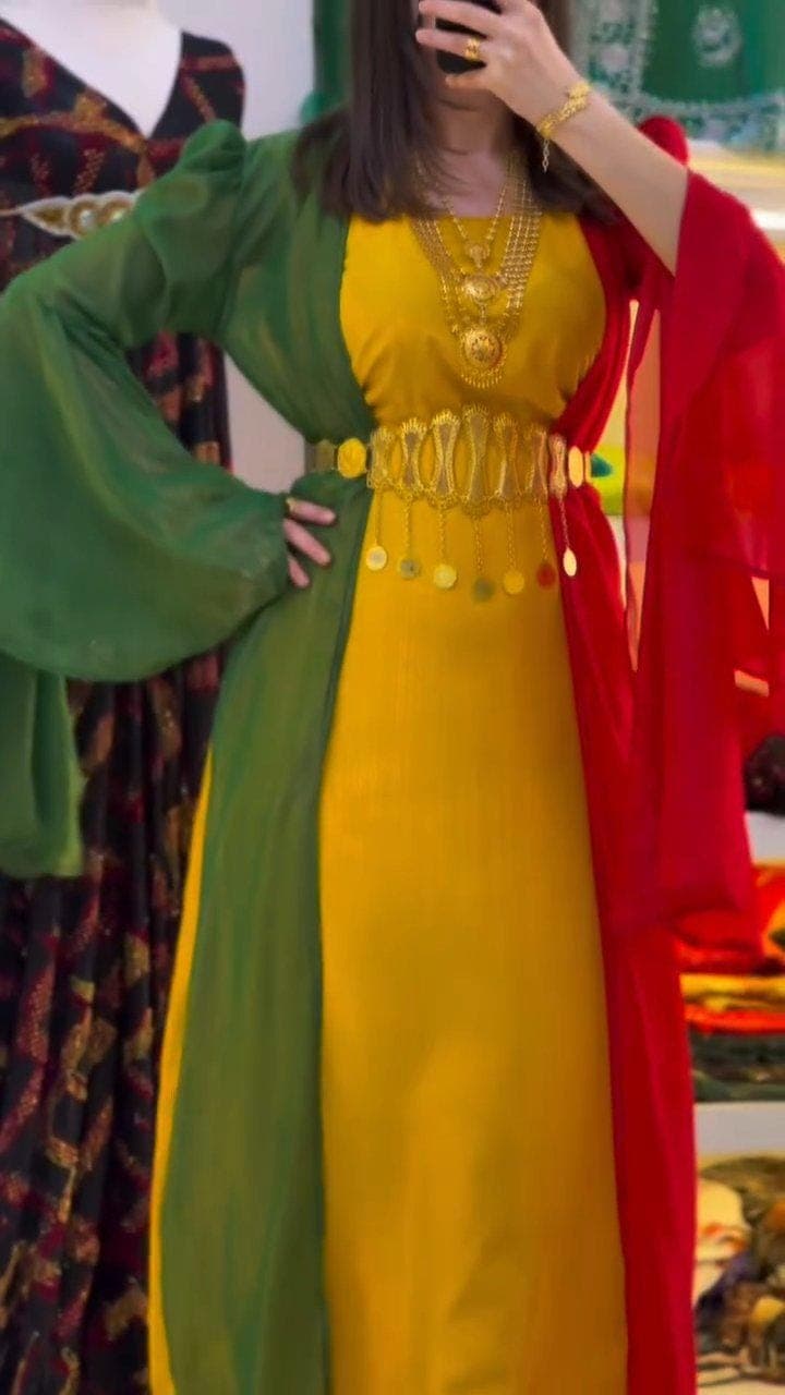 Kurdish Dress Kesk û Sor û Zer Traditional Kaftan, Kras Fistan Newroz Wedding Outfit One Size - image 5