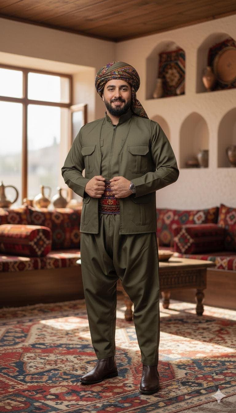 Kurdish Men’s Traditional Wedding Outfit Shal u Shepik Full set