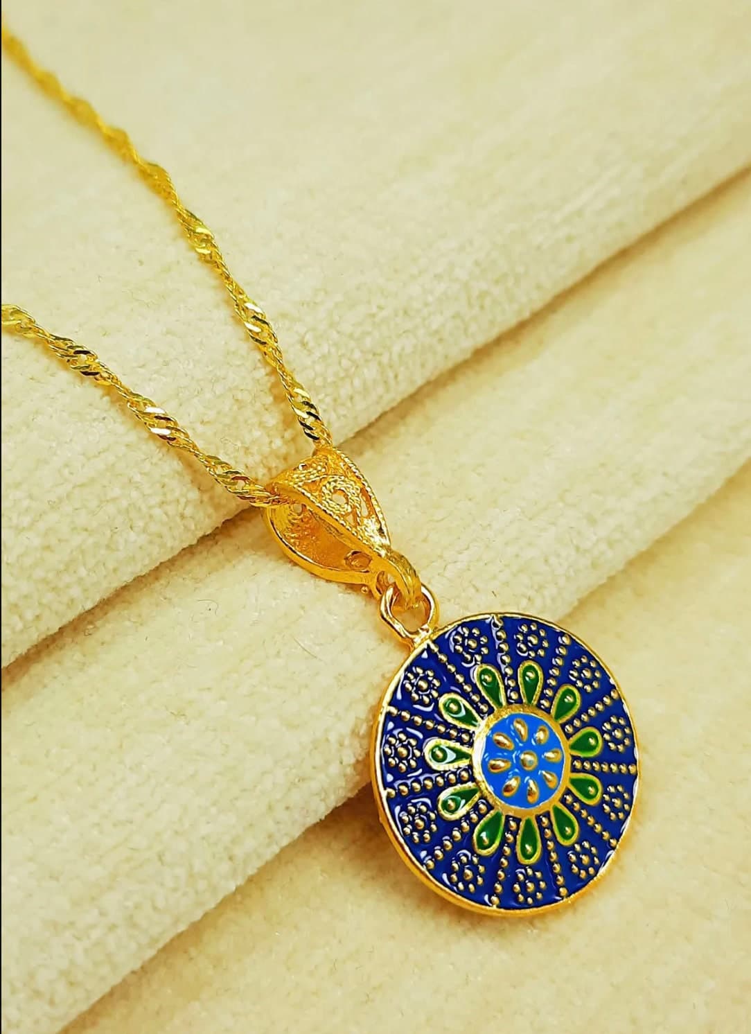 925 Sterling Silver Gold-Plated Singapore Chain Assyrian Kurdish Woven Handmade Necklace