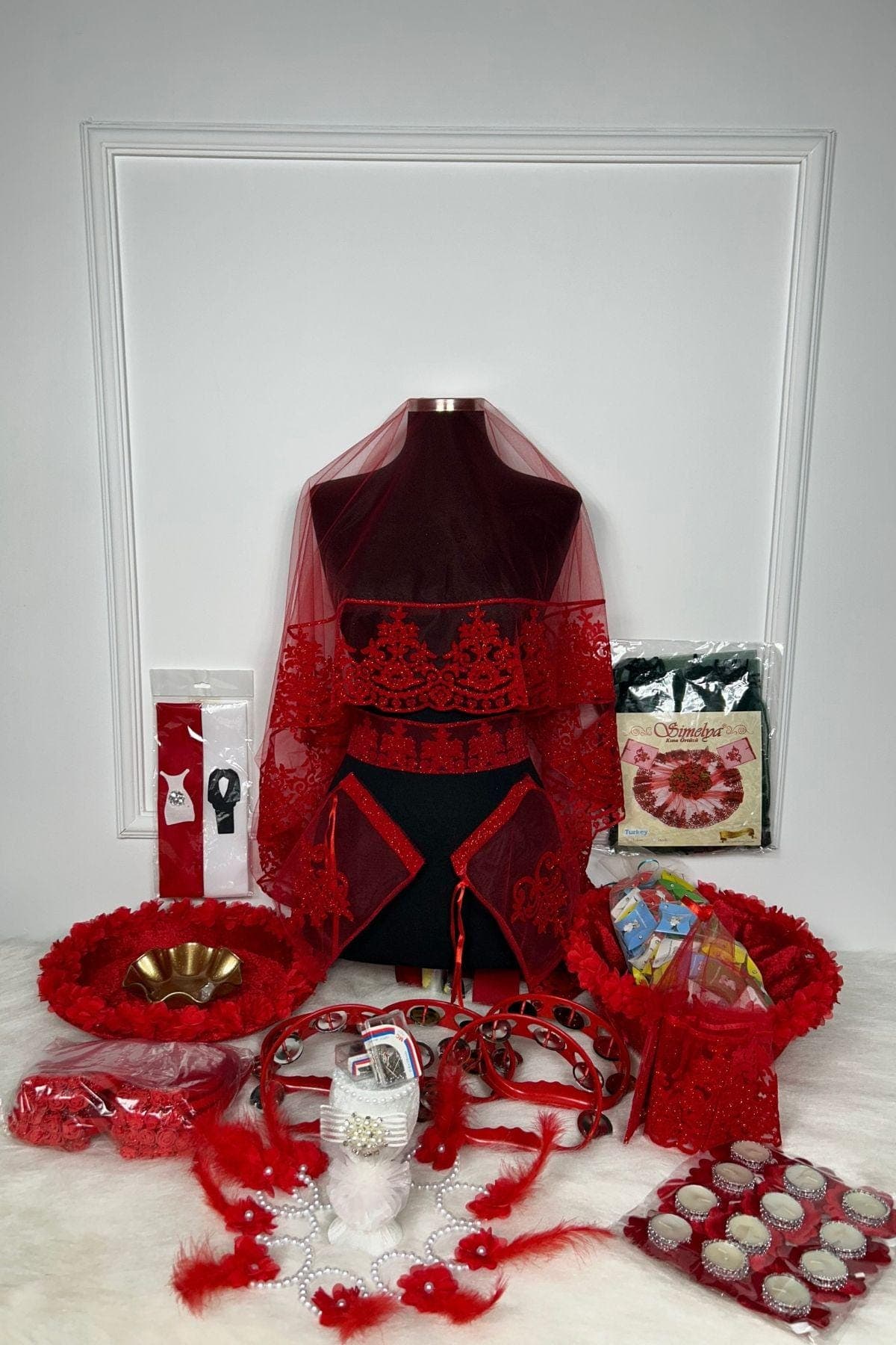 Luxury Henna Night Set 333 pcs | Red Kurdish Arab Wedding Bridal Kit | Bride & Groom Henna Ceremony Accessories