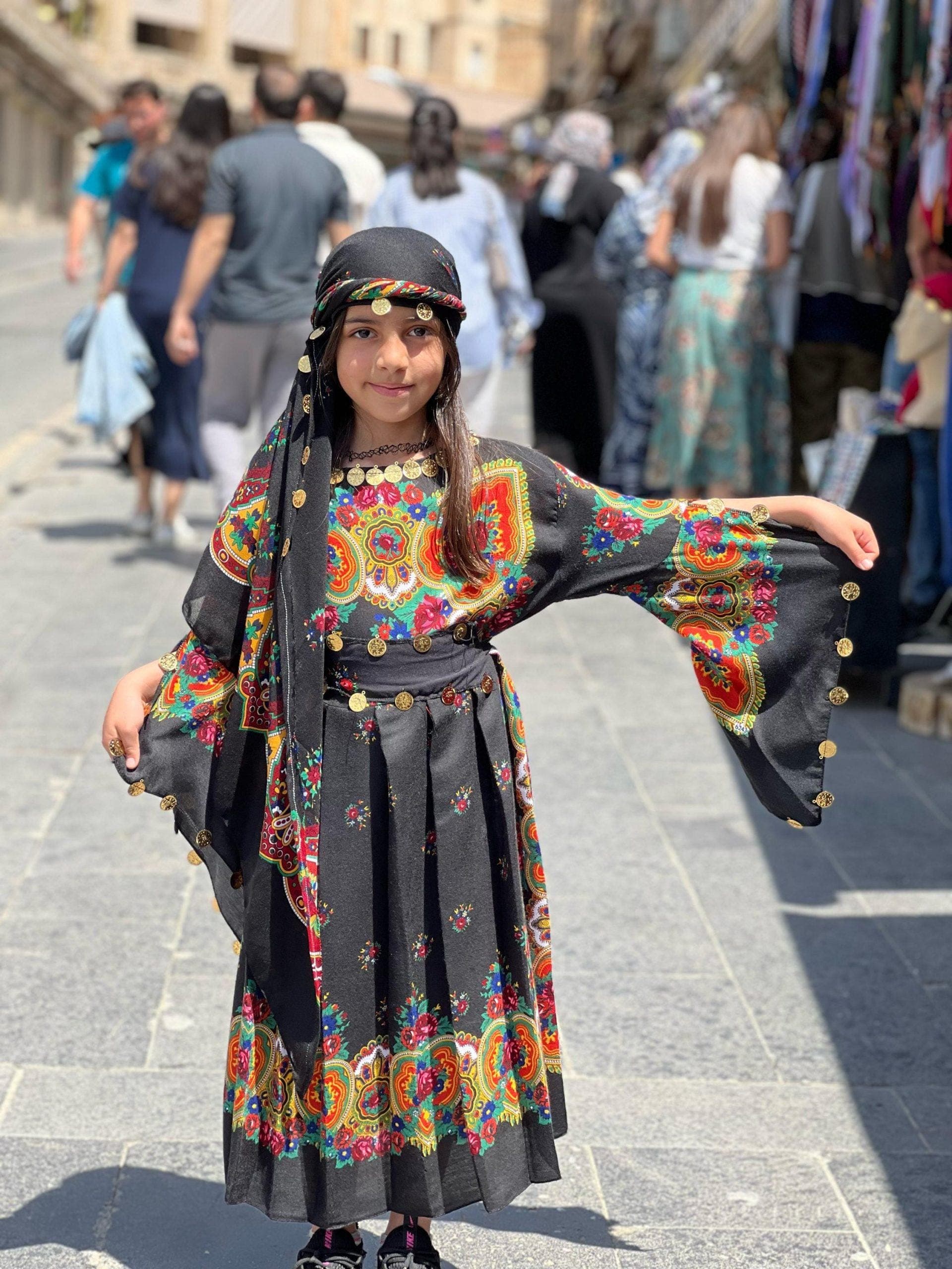 Traditional Kurdish Girls Children Dress – Floral Hamavi Kids Kaftan, Kras Fistan Outfit for Newroz, Wedding & Cultural Events - image 5