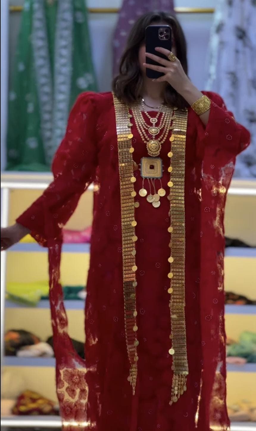 Red Kurdish Kaftan Abaya, Kras Fistan Newroz Wedding Outfit One Size