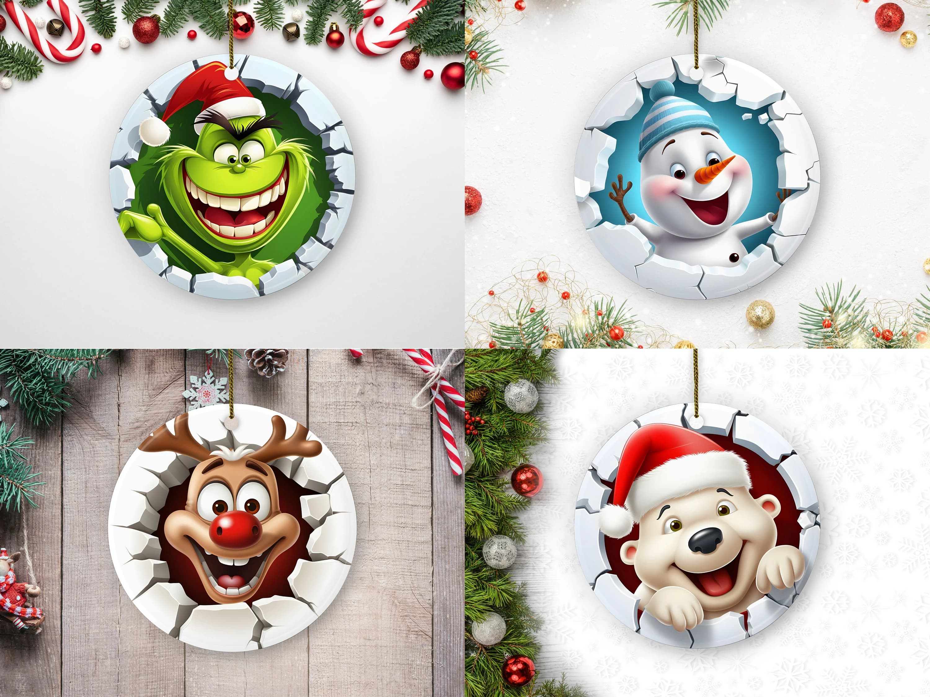 10 Christmas Ornament Mockup Bundle,Christmas Ornament Mockup For Canva, Ornament Drag and Drop Mockup,Blank Xmas Ornament Mockups,Digital - image 2
