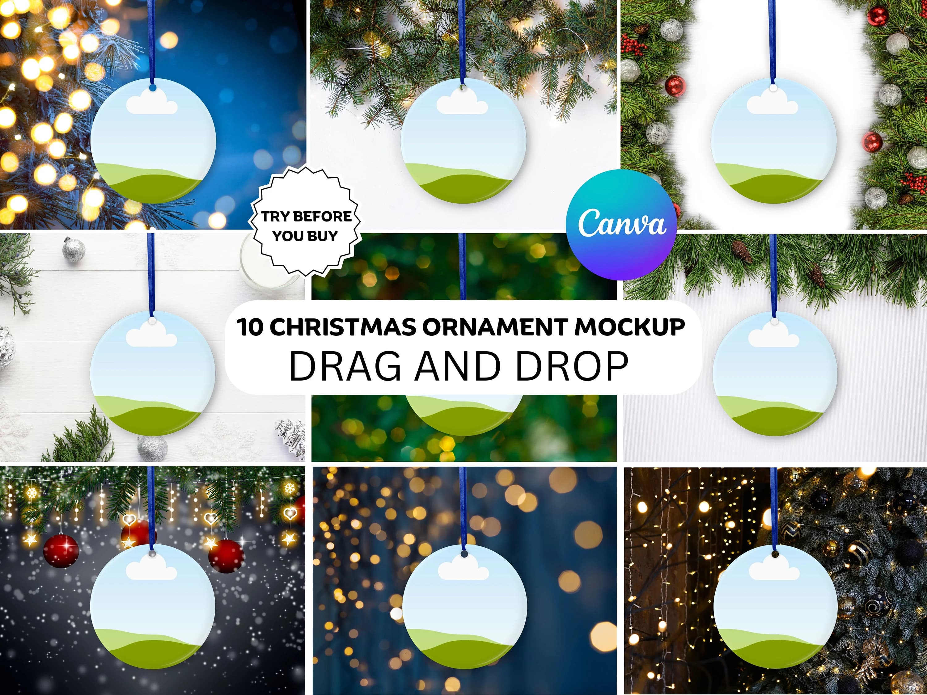 30 Christmas Ornament Mockup Bundle,Christmas Ornament Mockup For Canva, Drag and Drop Mockup,Smart Ornament Mockups,Etsy Listing Mockup,Png - image 2