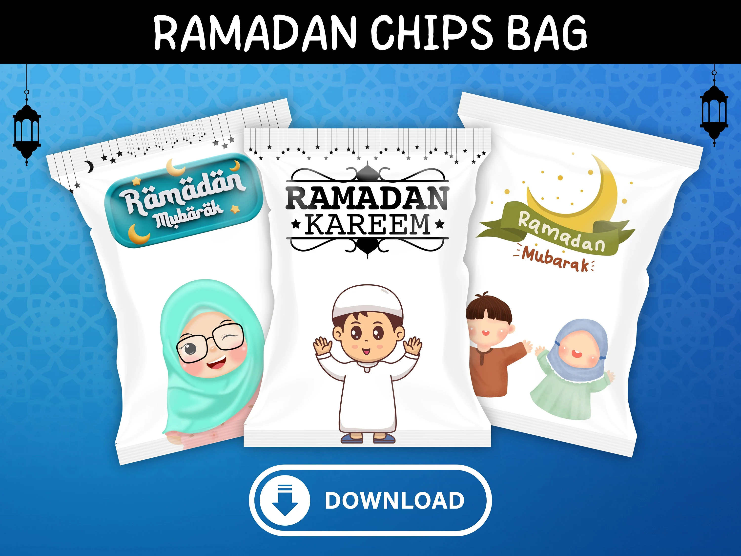 Ramadan Mubarak Chips Bag Wrapper,Ramadan Gift,Ramadan Decor,Chips bag Wrapper,Eid Mubarak,Ramadan Printable