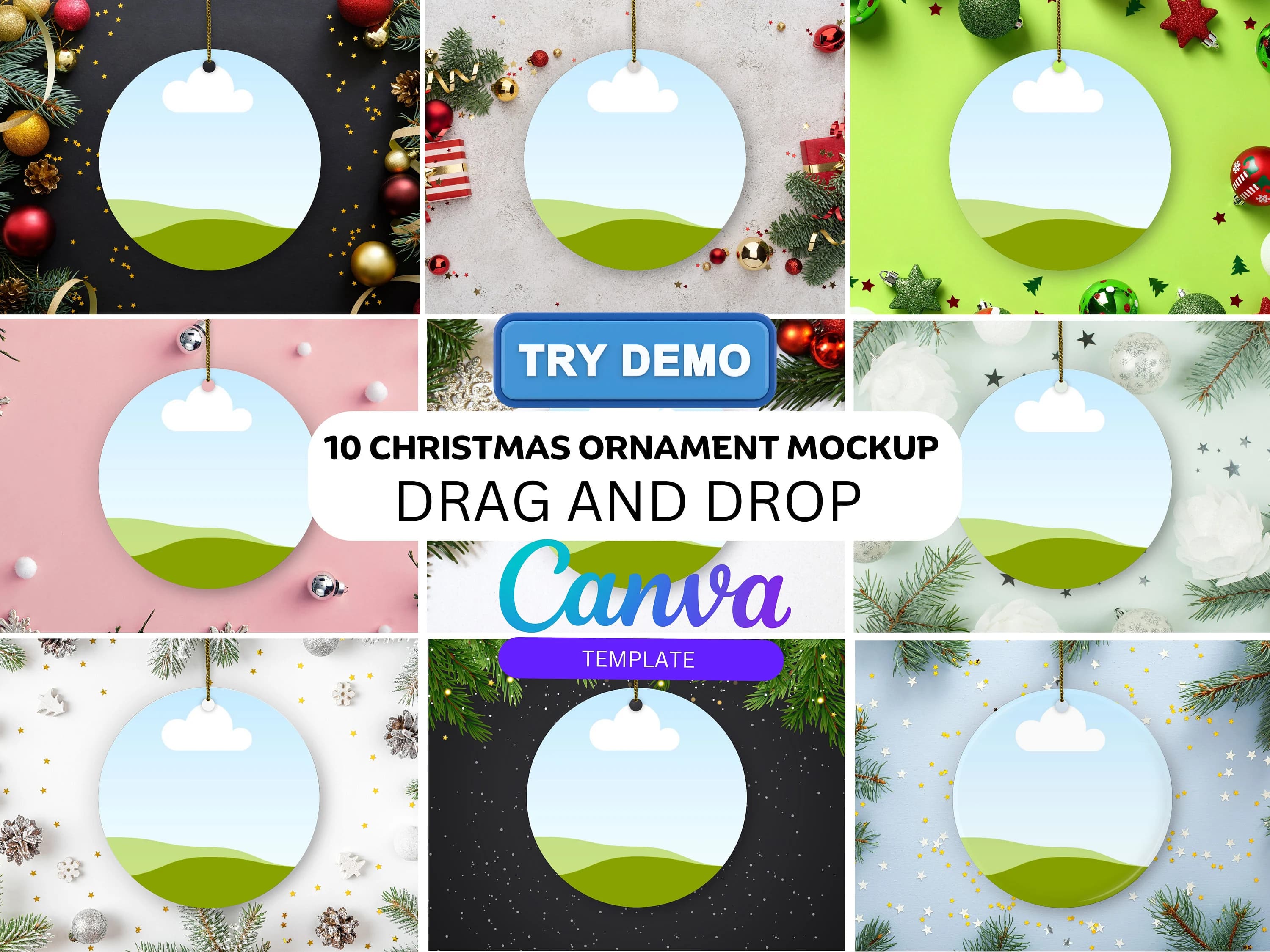 30 Christmas Ornament Mockup Bundle,Christmas Ornament Mockup For Canva, Drag and Drop Mockup,Smart Ornament Mockups,Etsy Listing Mockup,Png - image 4