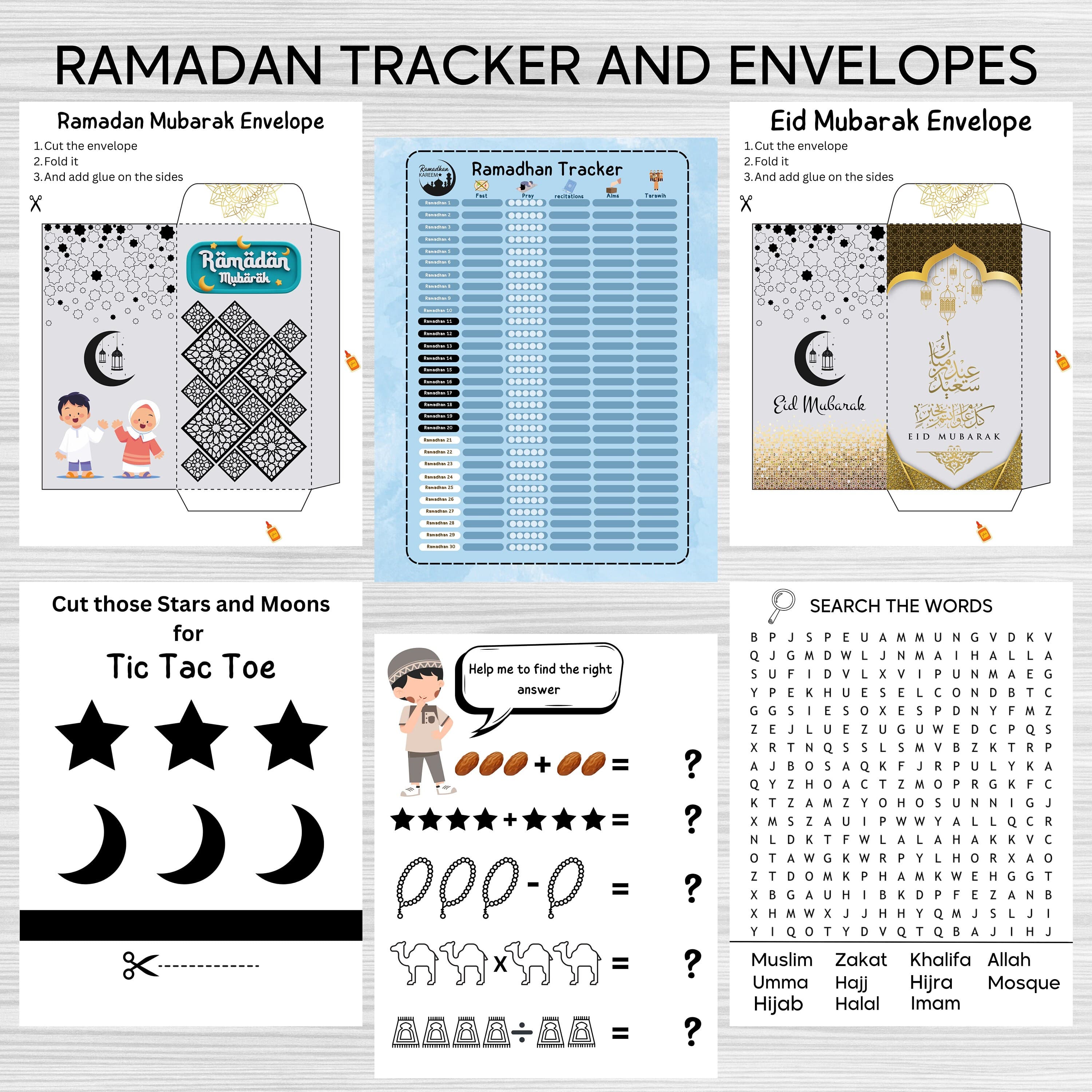 Ramadan Activities For Kids,Ramadan Printable Book,Worksheets For Ramadan,Eid Activity For Kids,Eid Gift,Ramadan Gift,Instant Download - image 5