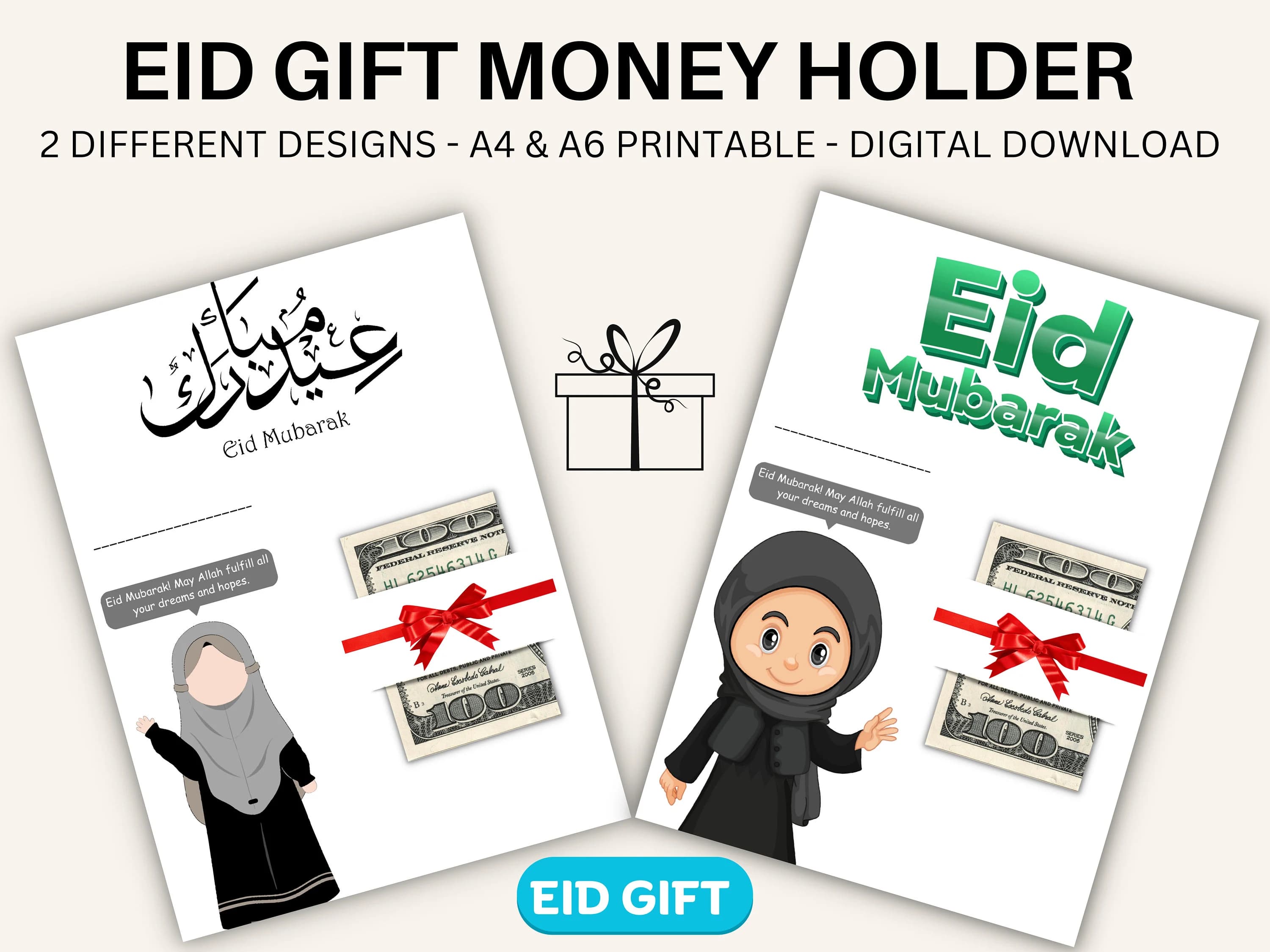 Printable Eid Gift Money Holder For Kids,Eid Gift,Eid Mubarak Gift,Eid Decor,Eid Gift Money Envelope,Envelope Pdf For Eid Money,Eid Cash