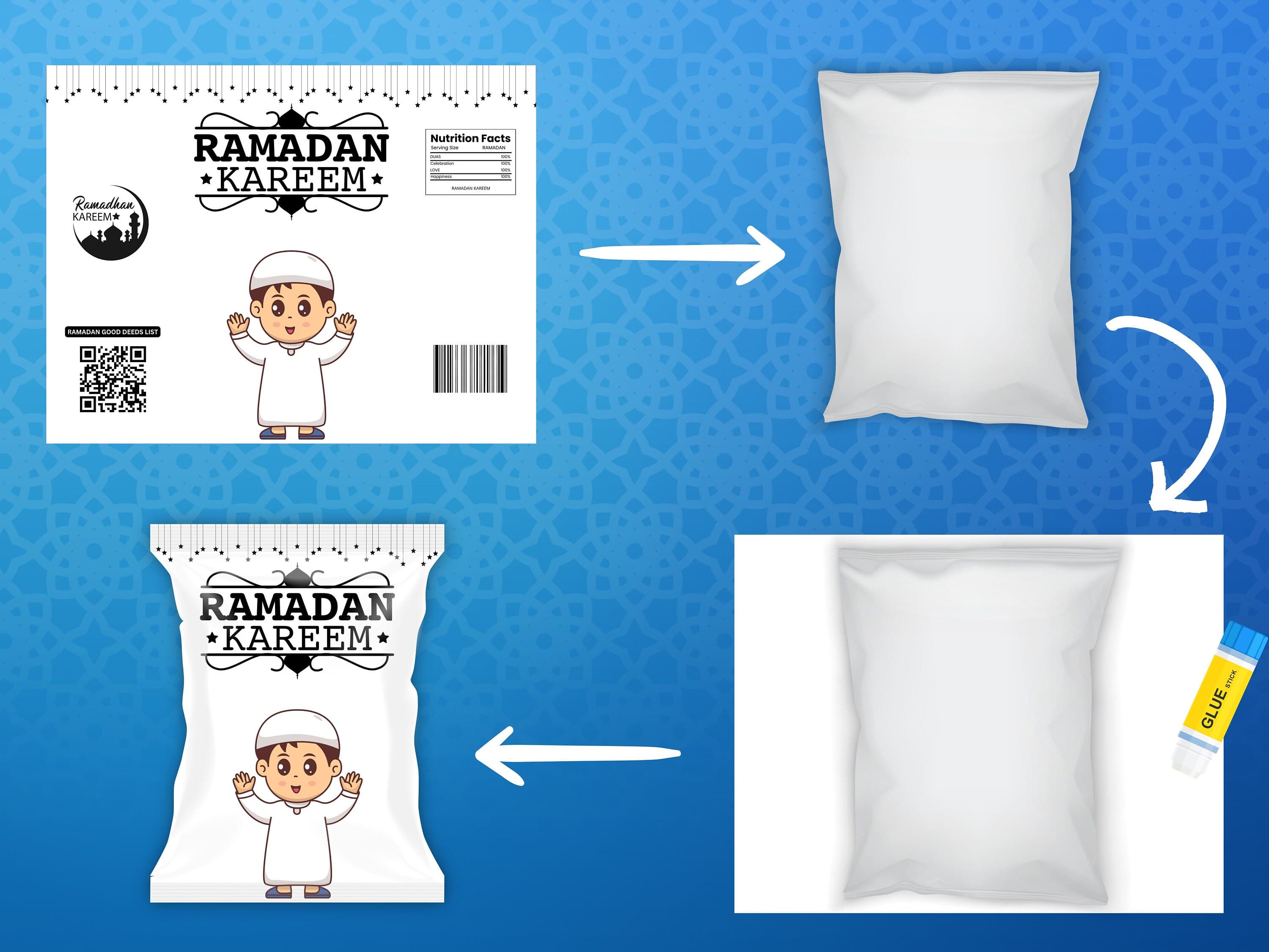 Ramadan Mubarak Chips Bag Wrapper,Ramadan Gift,Ramadan Decor,Chips bag Wrapper,Eid Mubarak,Ramadan Printable - image 2