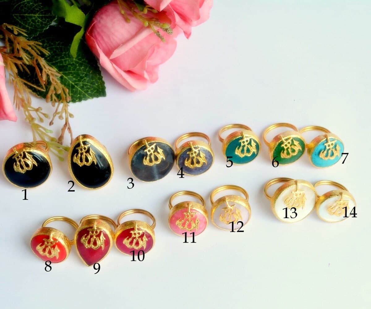 Blue TURQUOISE Gemstone Wire BANGLE, Red Quartz White Golden Bracelet, Ivory Allah Wristlet - image 4