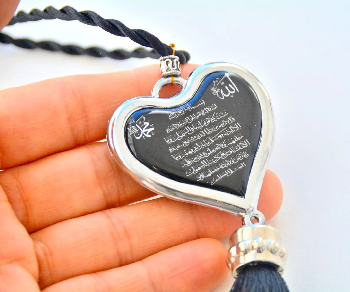 Black Heart Islamic Quran CAR Rear Mirror Hanger, Automobile Interior Decor - image 3