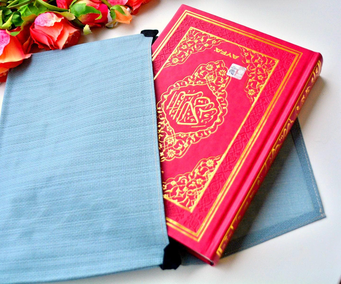 Blue Quran Protec Case, Quran Book Sleeve, Besmele Kuran Bag pack 20 * 29 cm