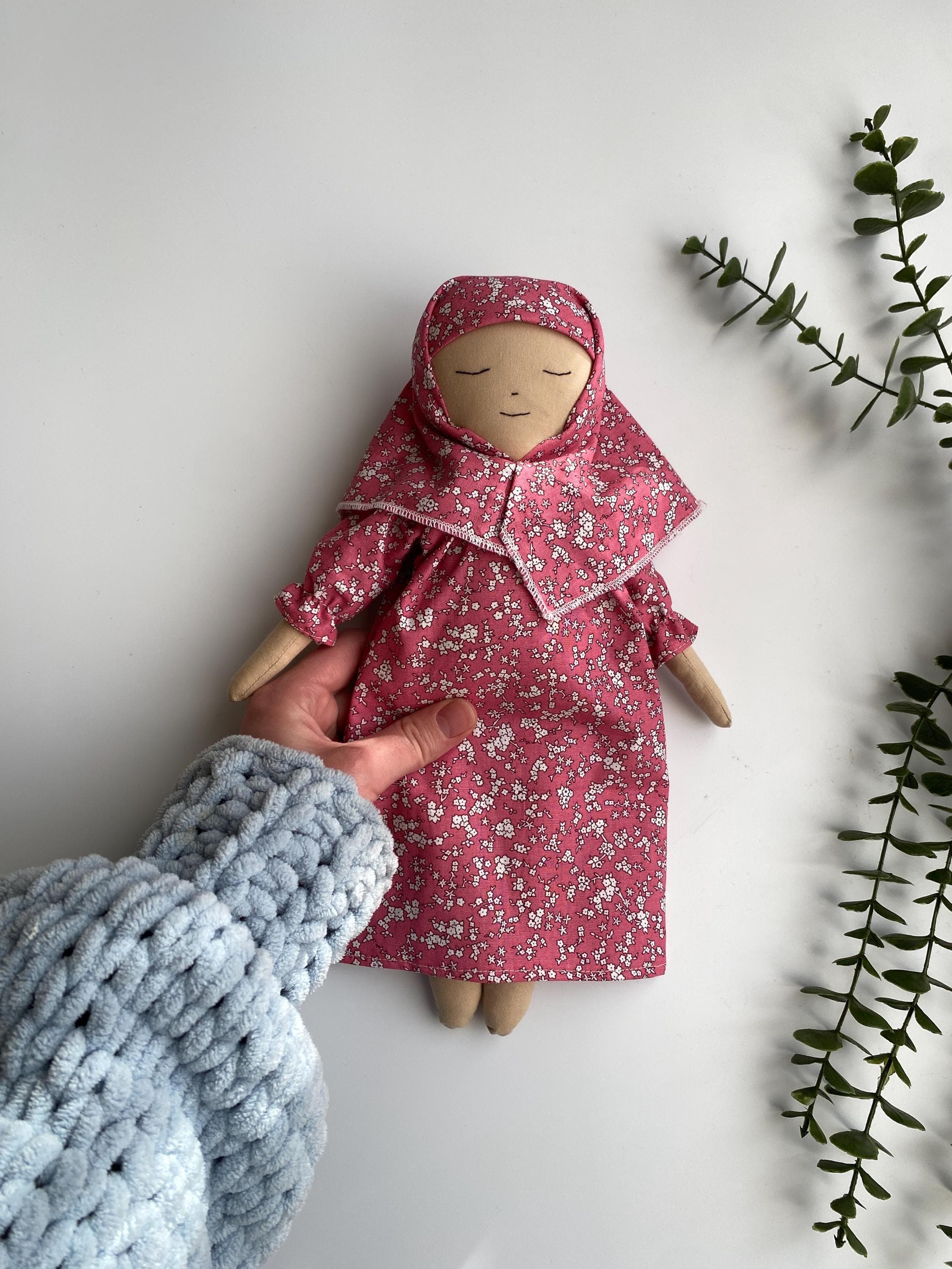 Handmade Hijabi Doll in pink Dress