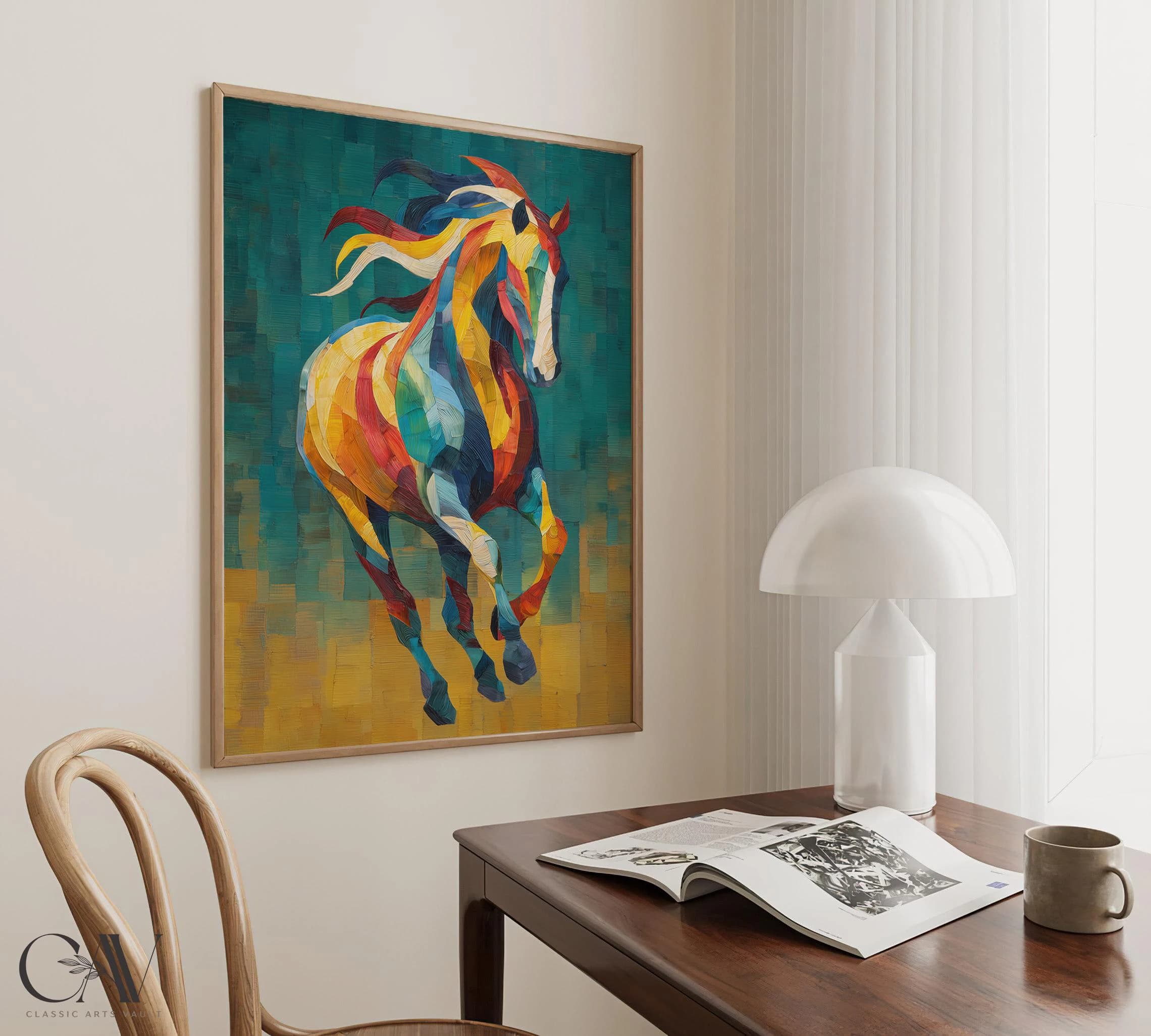Horse Art Print Animal Poster 2026 Year of the Horse Decor Modern Lunar New Year Chinese Zodiac Large Wall Art Canvas #5358