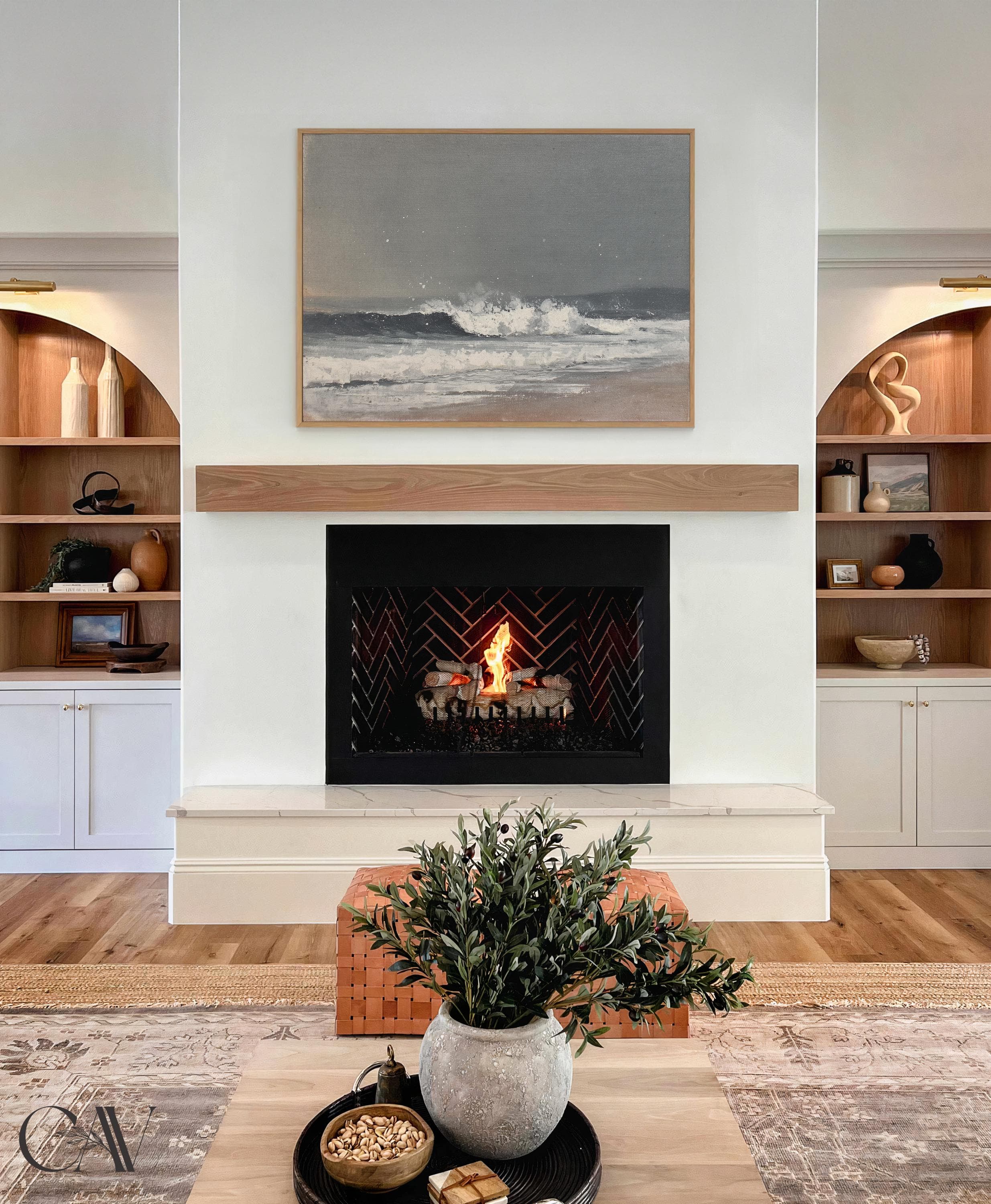 Coastal Horizon Art Print Seascape Minimalist Seafoam Painting Muted Beach Landscape Lake House Decor Large Wall Art Canvas Giclee #4784 - image 5