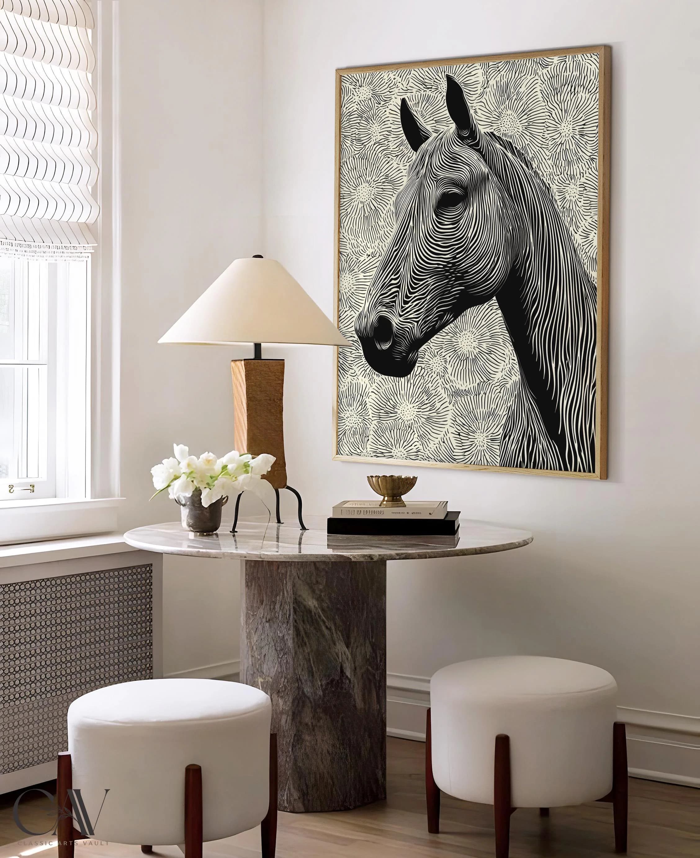 Horse Art Print Animal Poster 2026 Year of the Horse Decor Modern Lunar New Year Chinese Zodiac Large Wall Art Canvas #5365