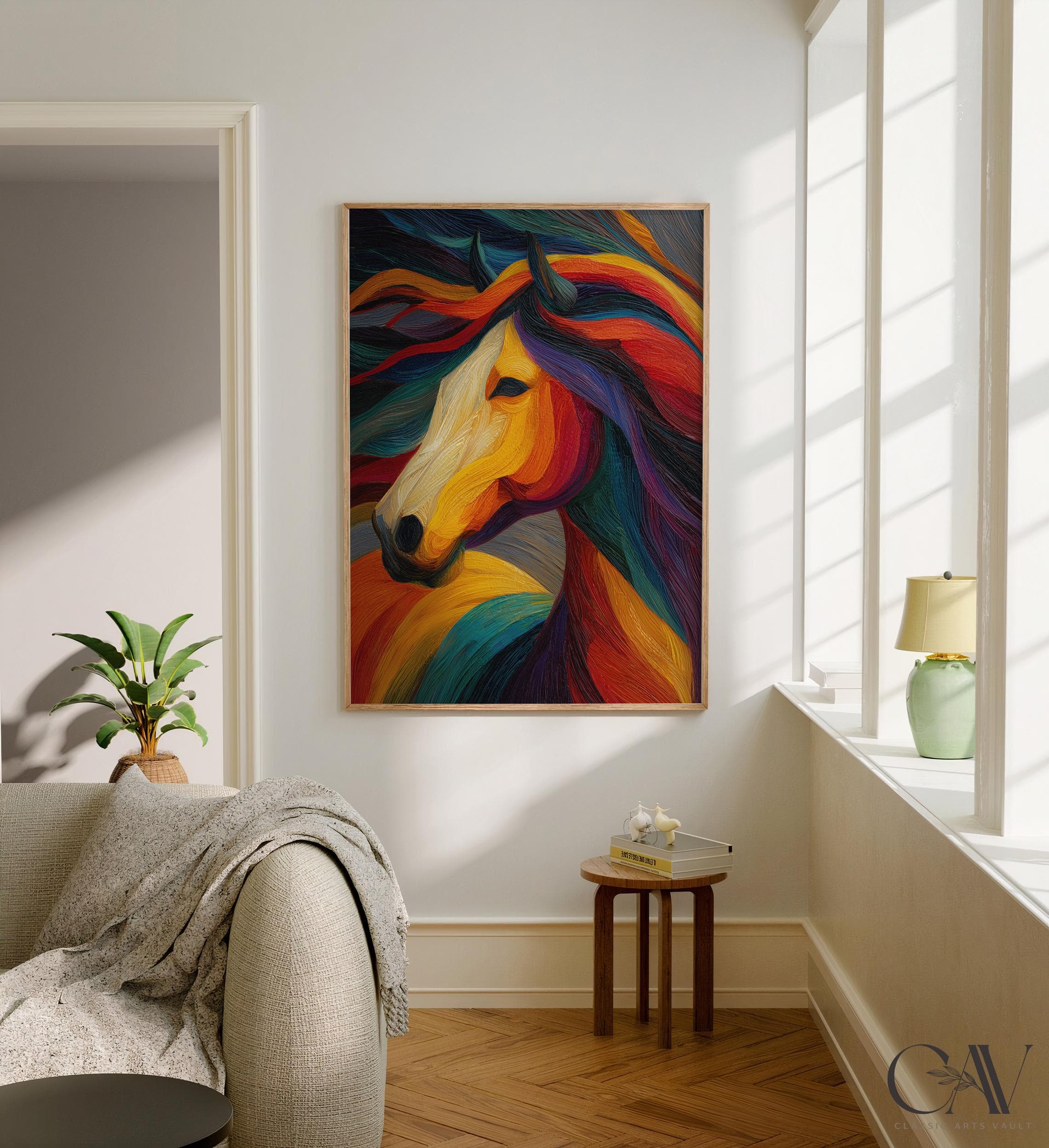 Horse Art Print Animal Poster 2026 Year of the Horse Decor Modern Lunar New Year Chinese Zodiac Large Wall Art Canvas #5362