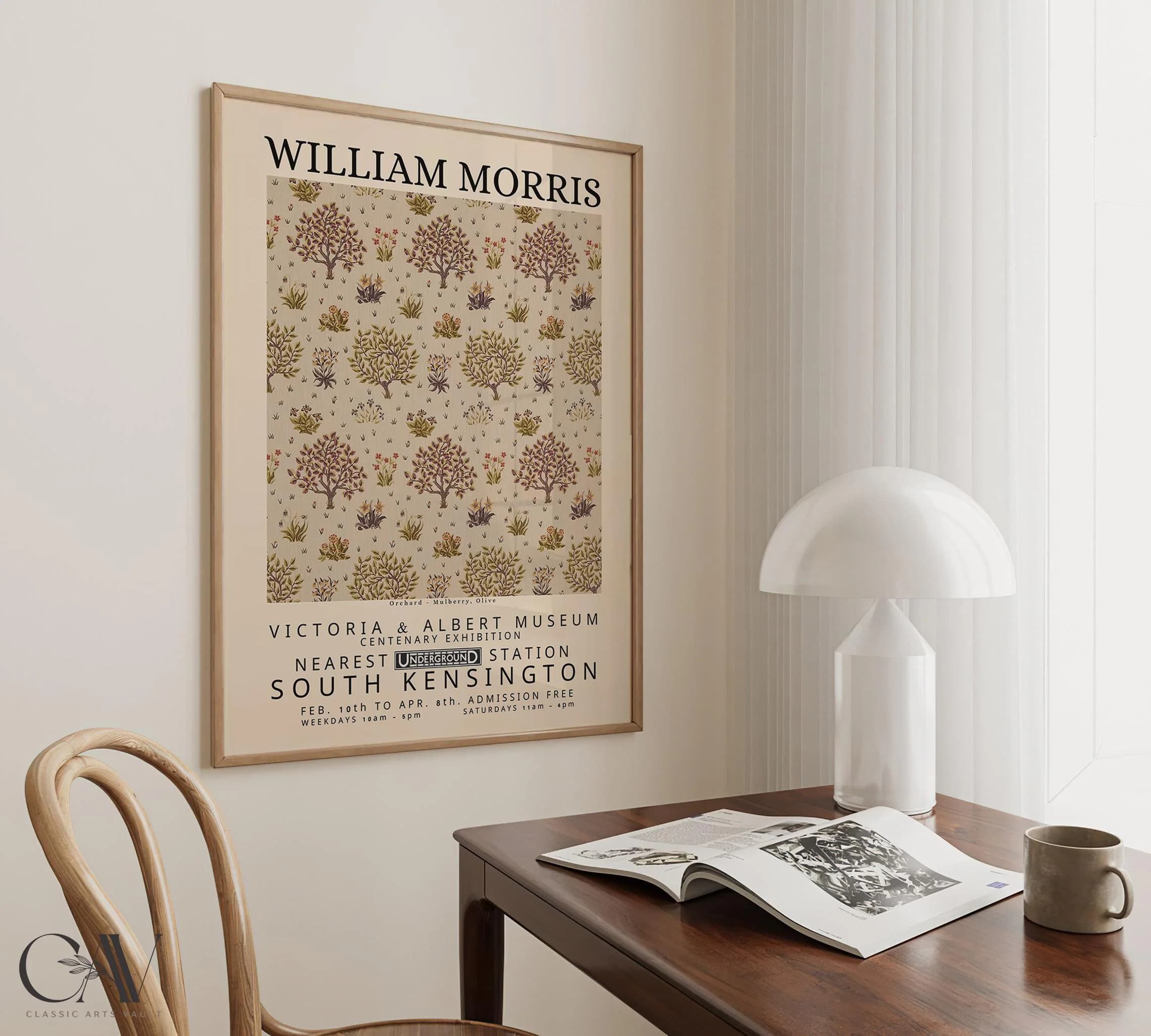 Orchard - Mulberry, Olive, William Morris Print, Exhibition Poster, Textile Wall Art, Art Nouveau Print, Large Wall Art Canvas #186