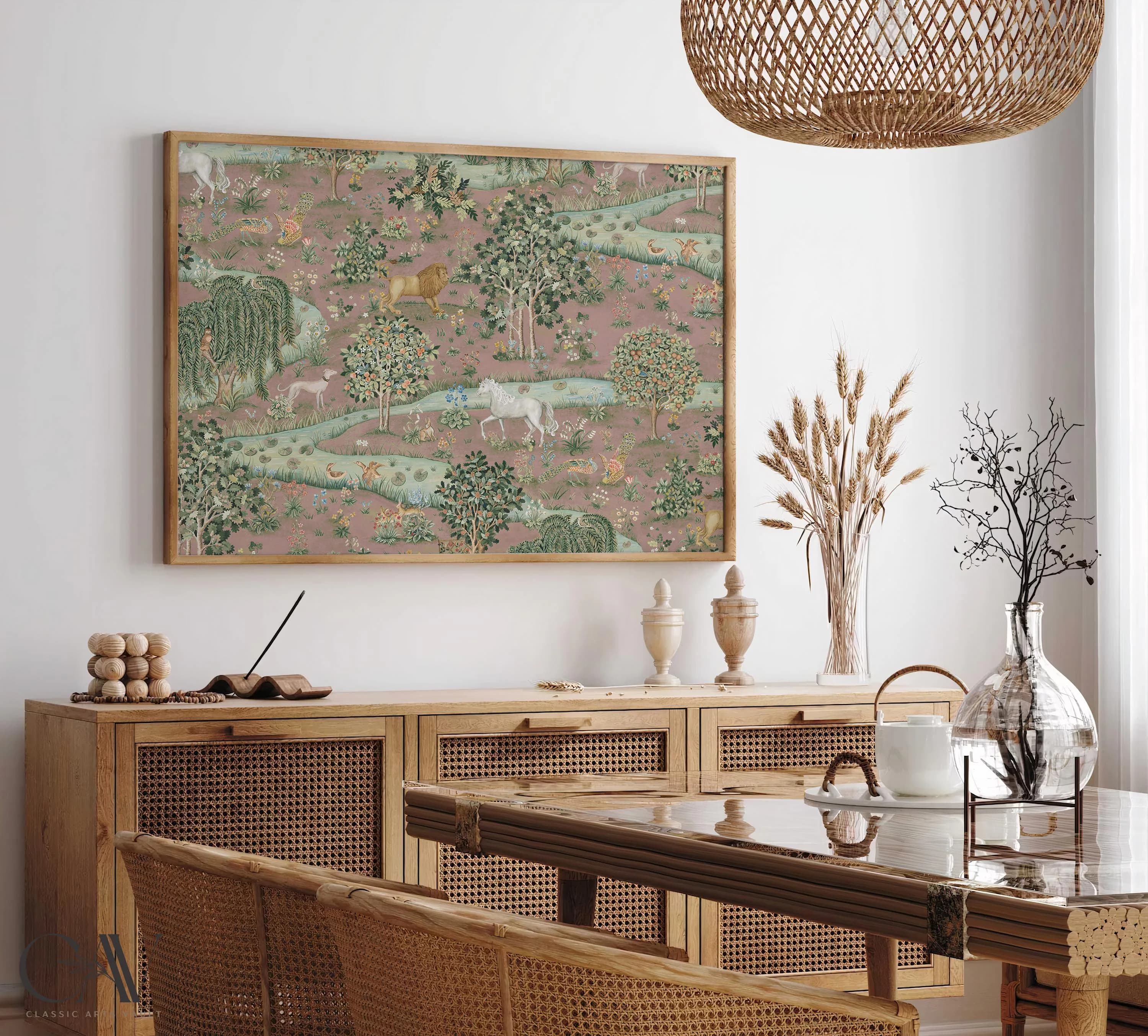 Owl & Willow Pink William Morris Print Exhibition Poster Textile Wall Art Art Nouveau Print Large Wall Art Canvas Giclee #4267