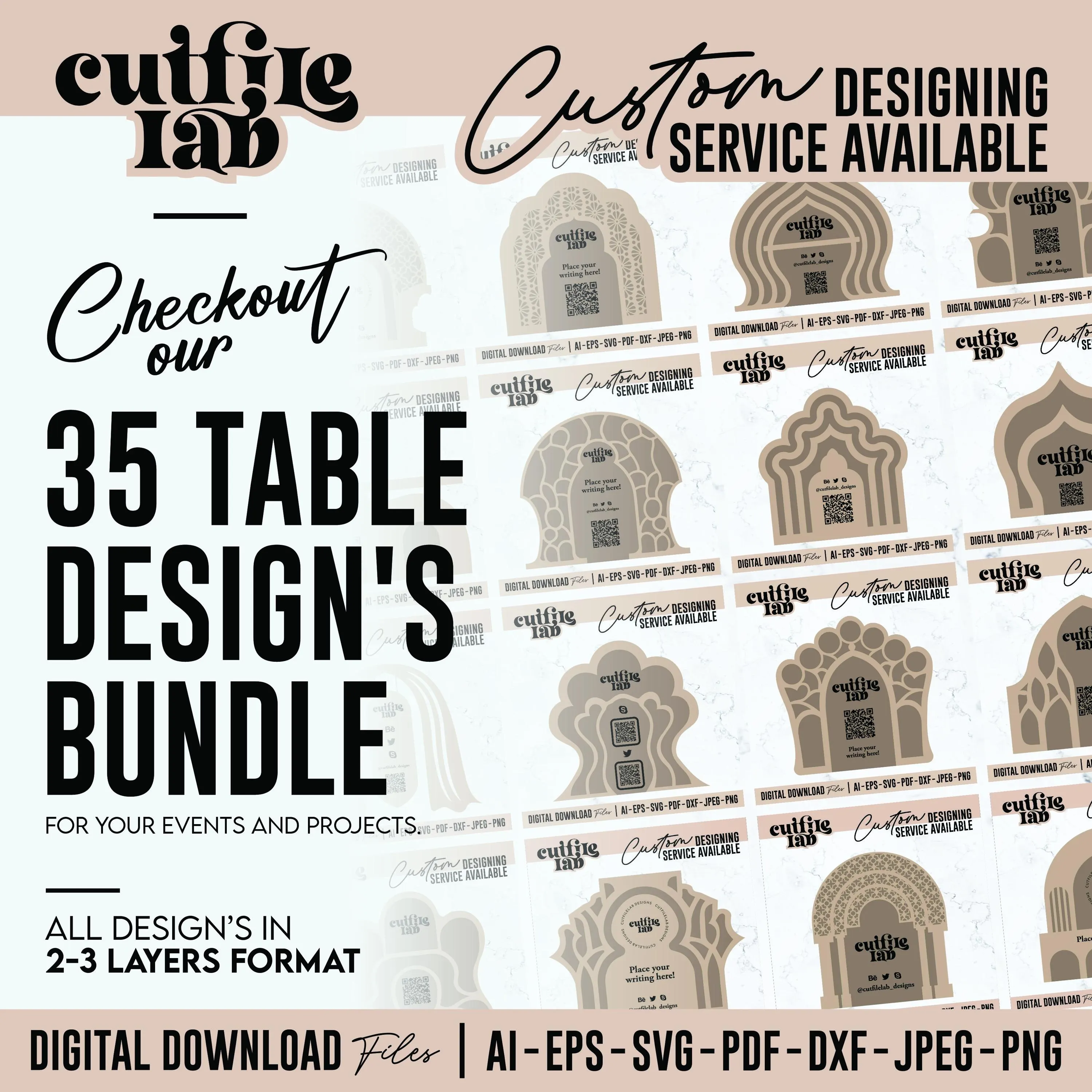 Table Template Designs Bundle, Table Arch Theme Designs, Decor, Designs in  SVG, Laser Cut File, Digital Design Source Files