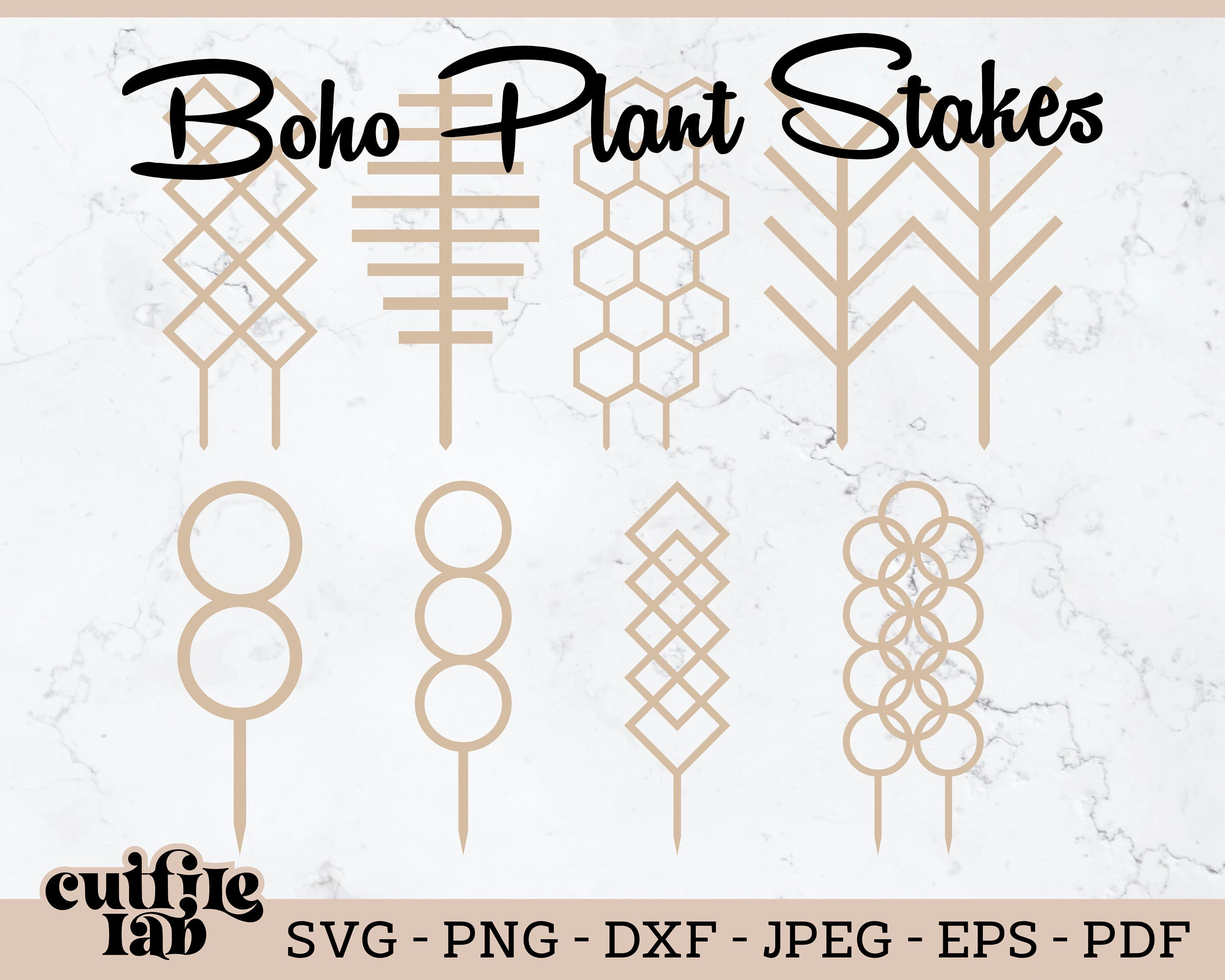 Boho Plant Stakes SVG: Laser Cut File, Wall Art Pattern
