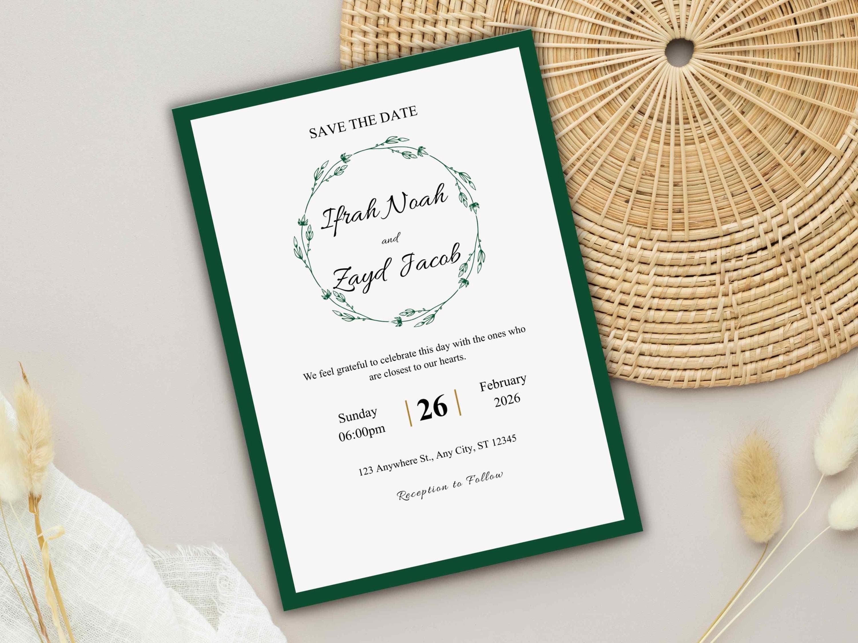 Wedding Invitation Bundle, RSVP, Thank You Card, Table Card, Menu Card, Reception Card, Details Card. WI254 - image 3
