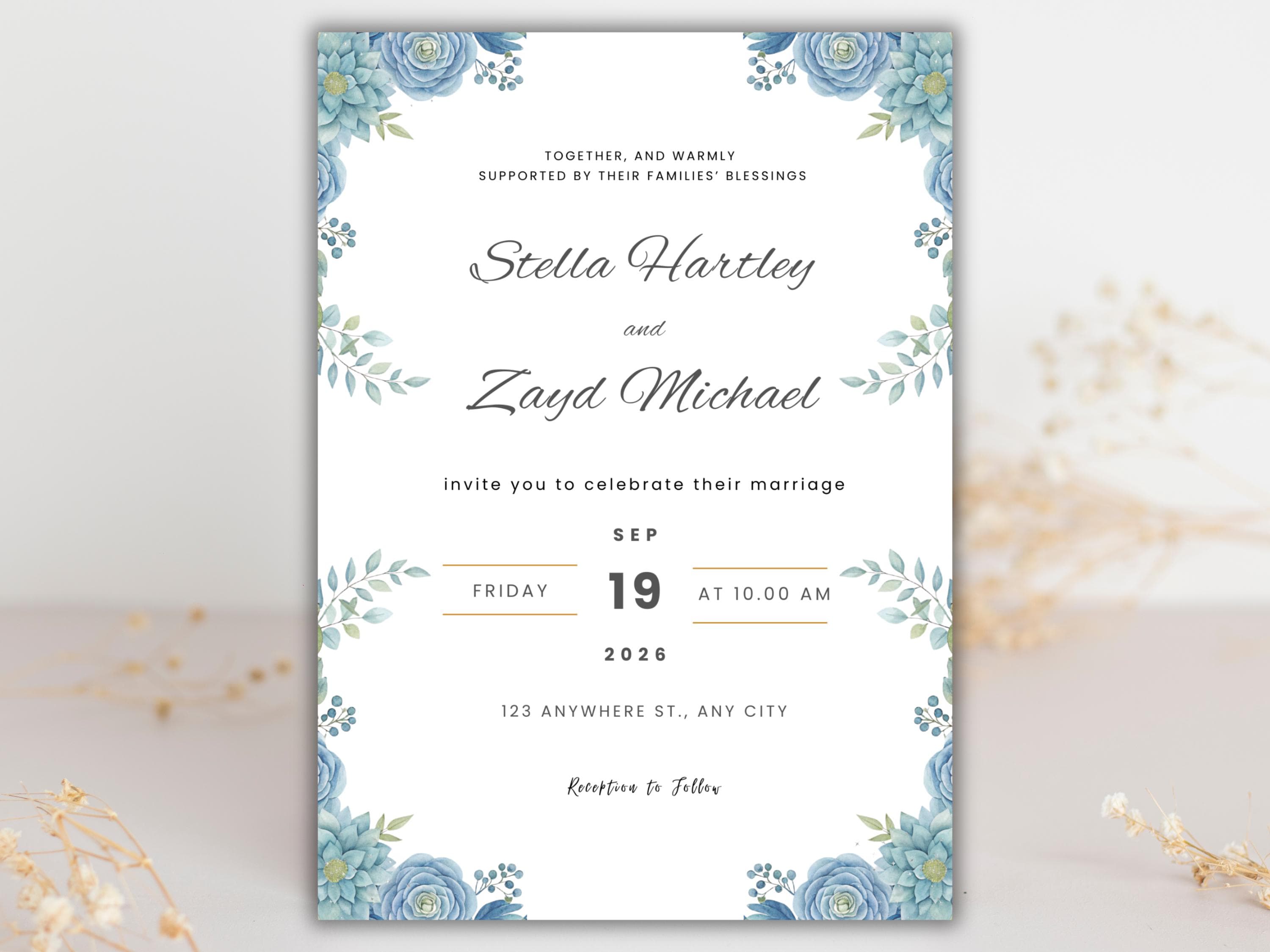 Wedding Invitation Set, RSVP, Dark Floral, Wedding Invitation, Details, Editable, Template, WI241 - image 3