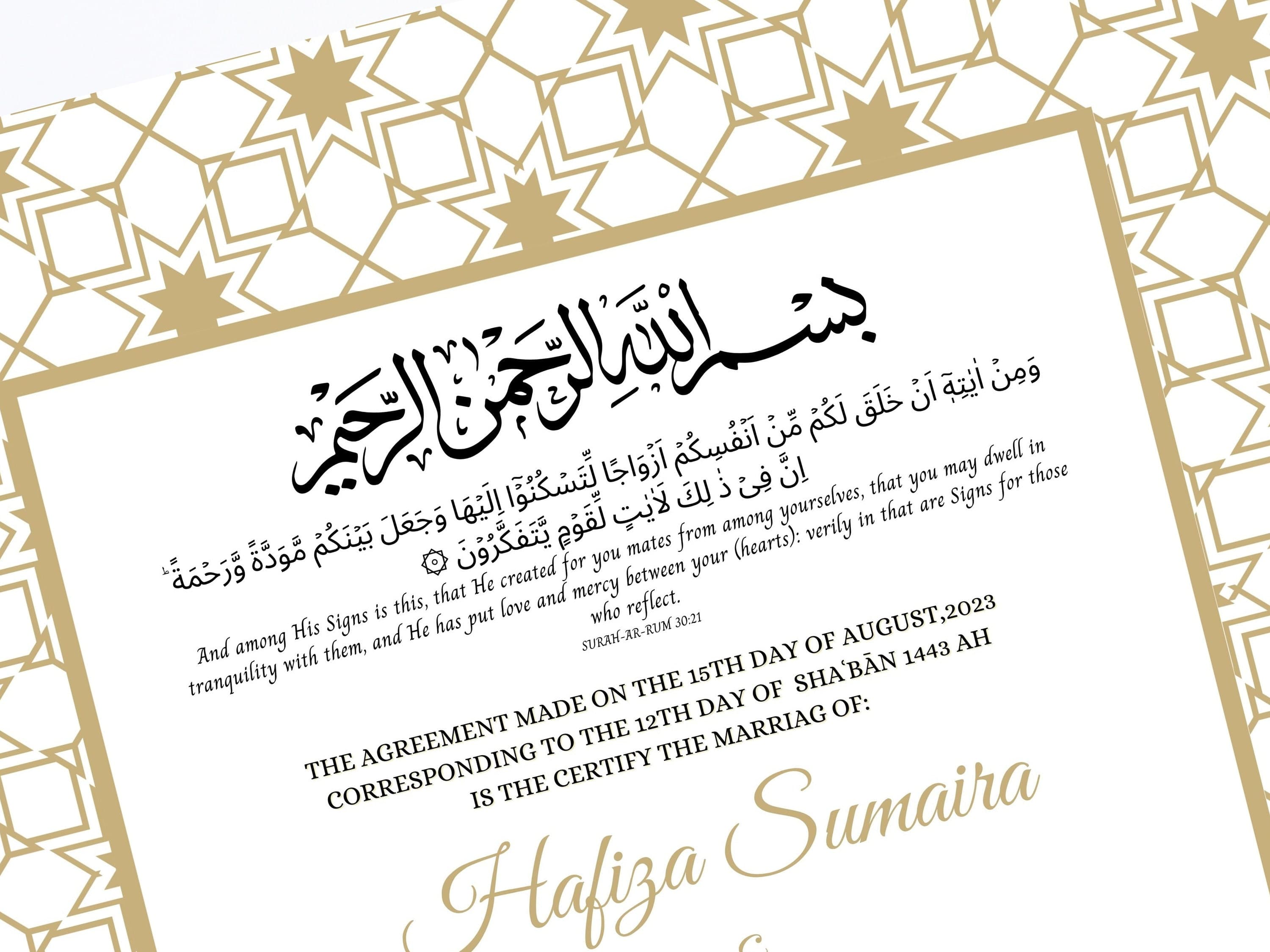 Nikkah Certificate Digital Download Personalised, A4, A3, Template, Instat Download. NN29 - image 3