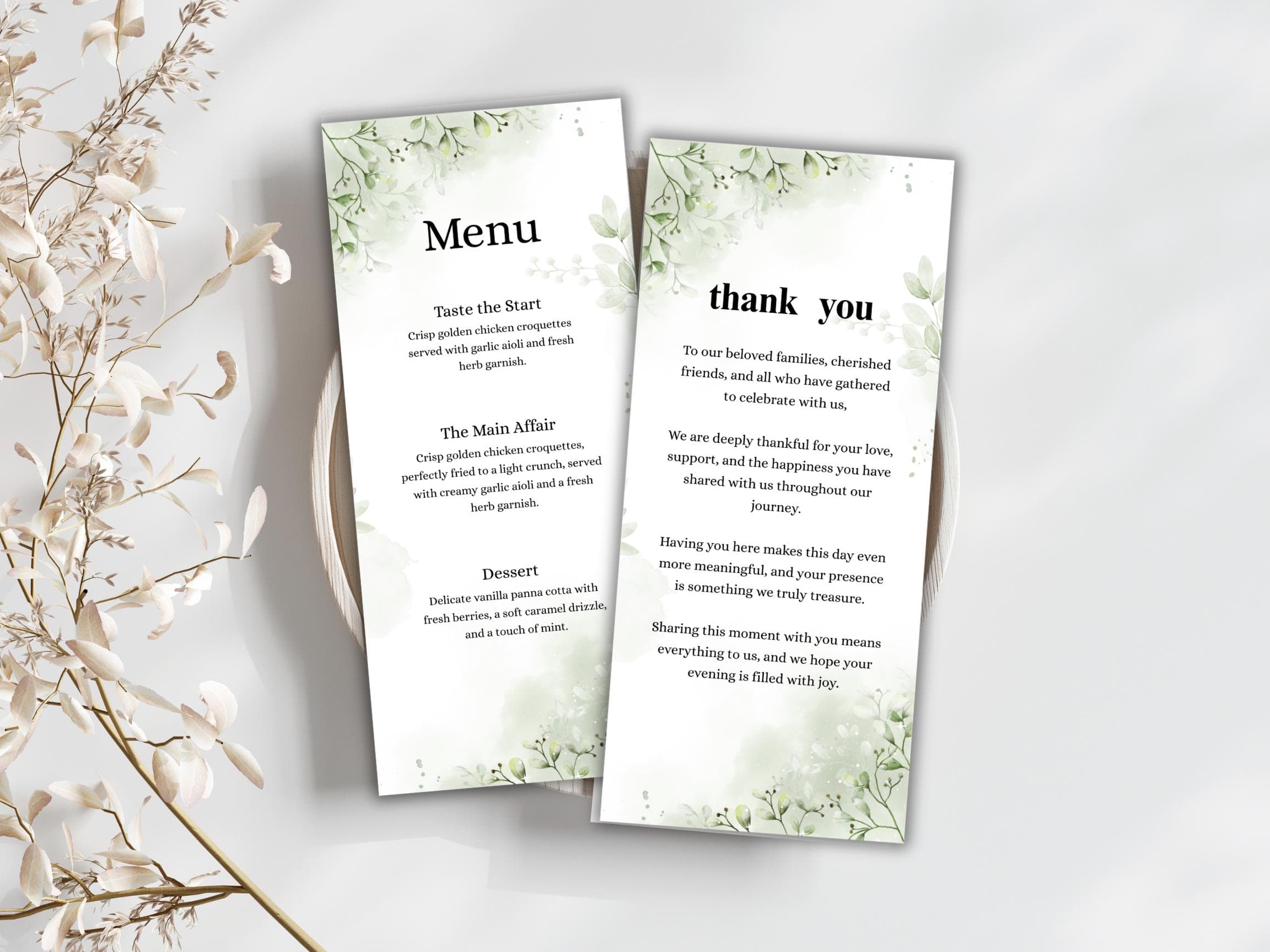 Wedding Thank you Card, Menu Card, Table Card. WI329 - image 5