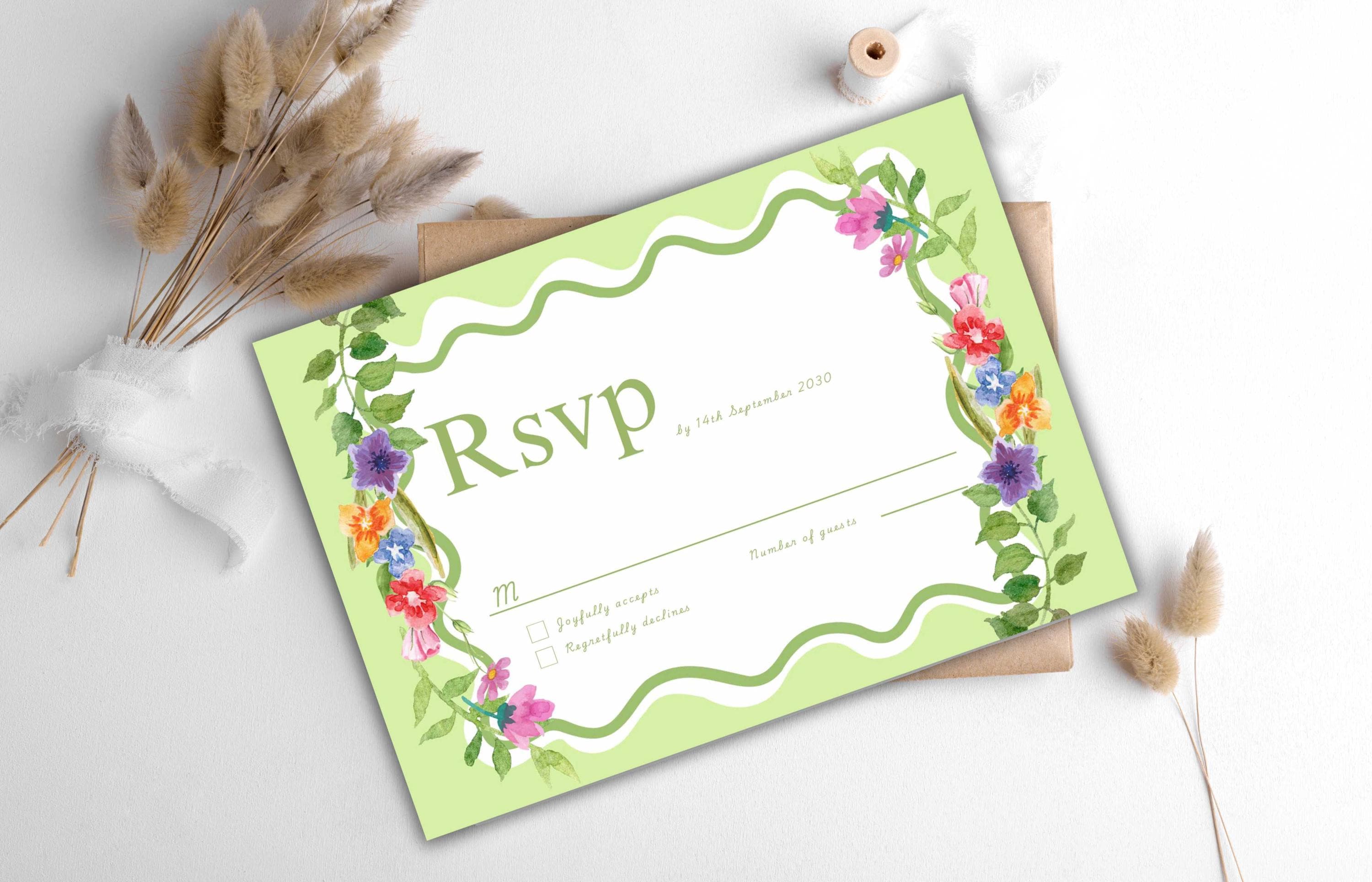Pink Floral Wedding Invitation Template, Summer Wedding Invitation Suite, Botanical Invitation, Instant Download. WSB62 - image 4