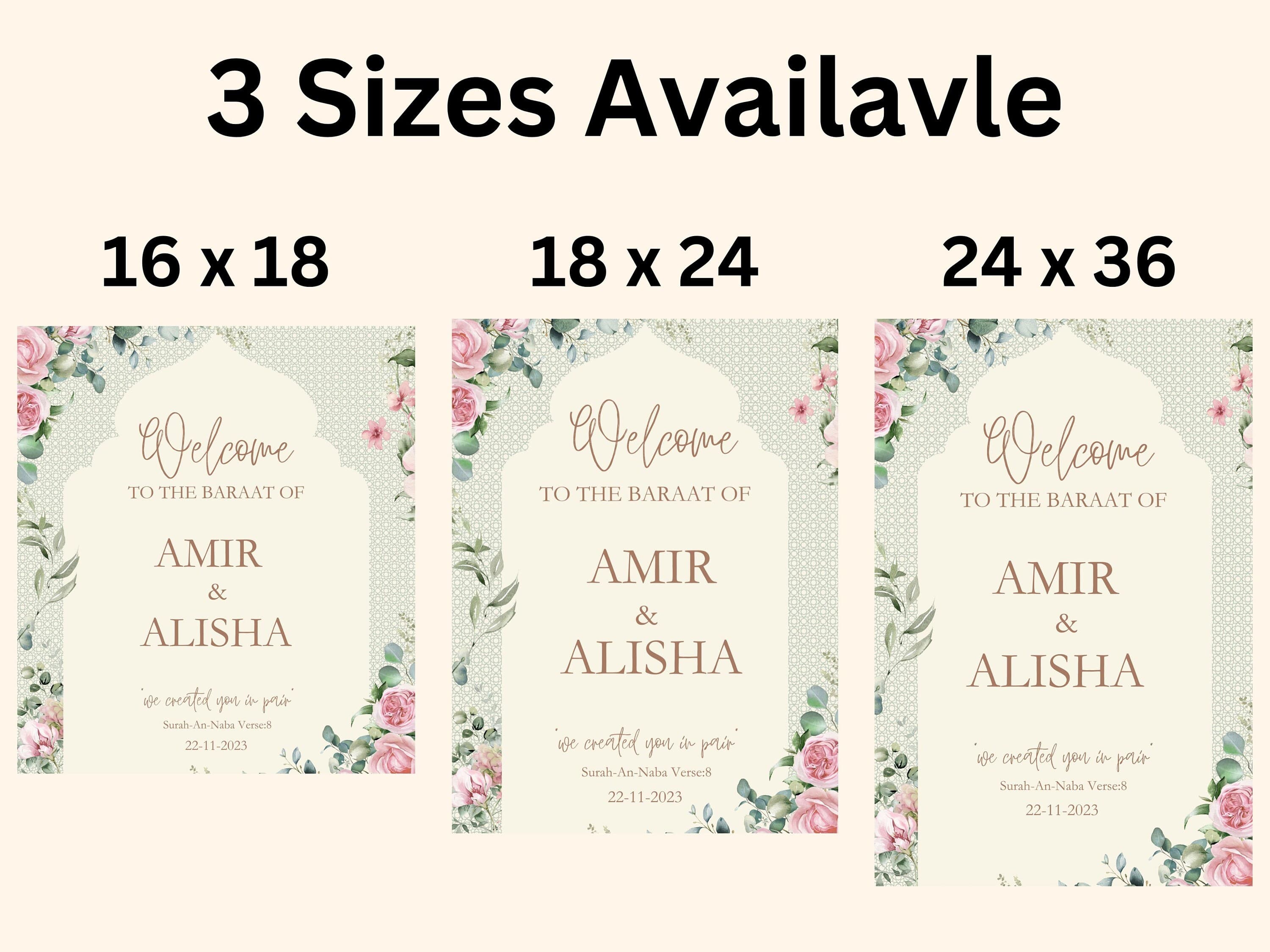 Muslim Wedding Welcome Sign - Islamic Wedding Welcome Sign Digital, Welcome to our Wedding Sign, Nikkah Welcome Poster, Muslim Couple.S2 - image 4