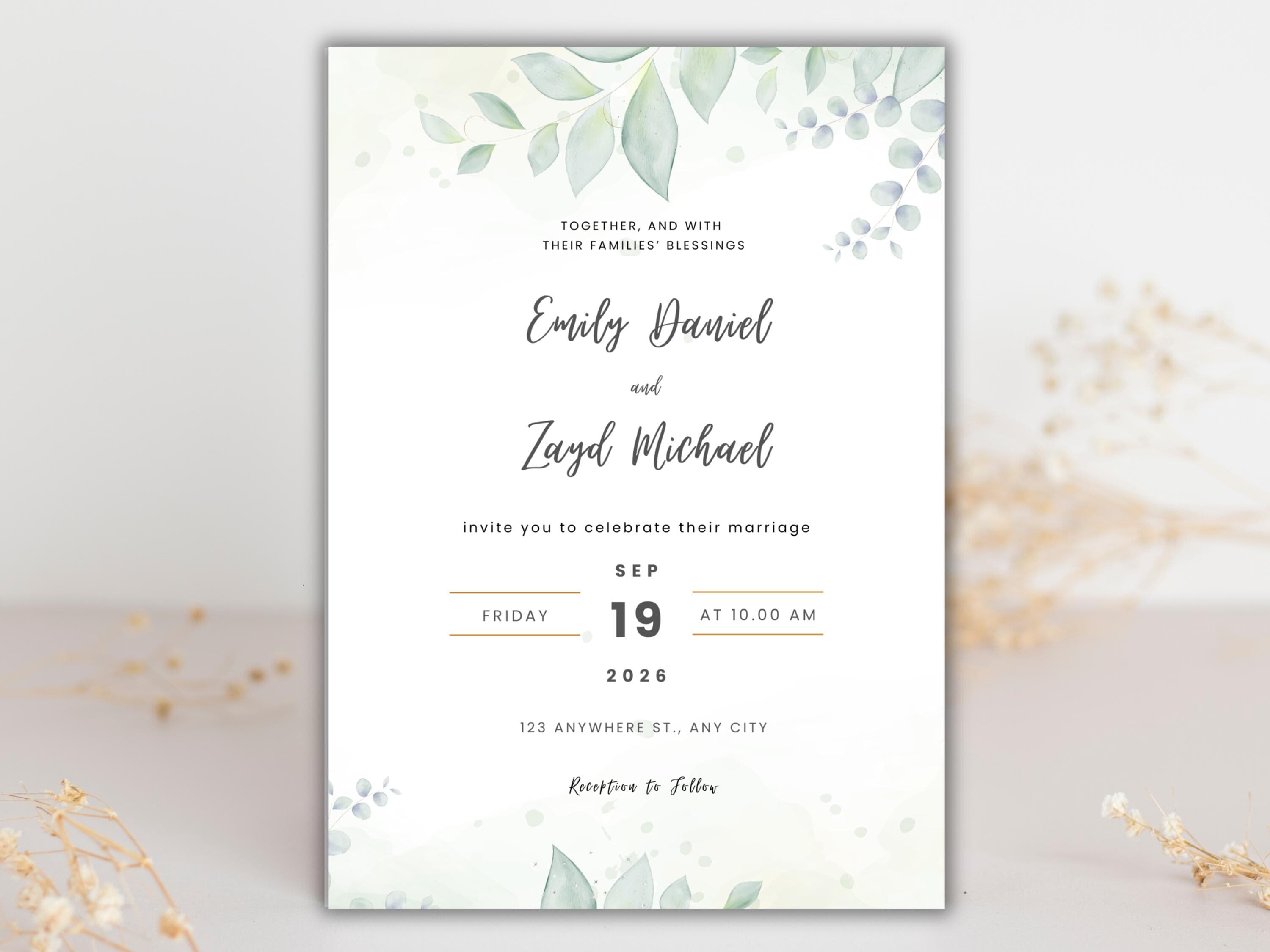 Wedding Invitation Bundle, RSVP, Thank You Card, Table Card, Menu Card, Reception Card, Details Card. WI240 - image 3