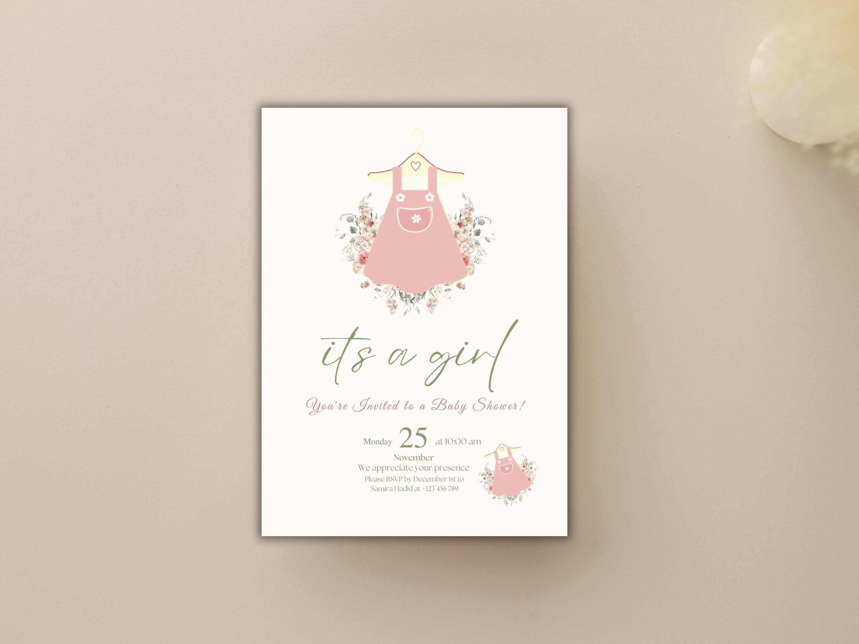 Floral Girl Baby Shower Invitation: Editable Template (5x7 in, Digital Download - image 4