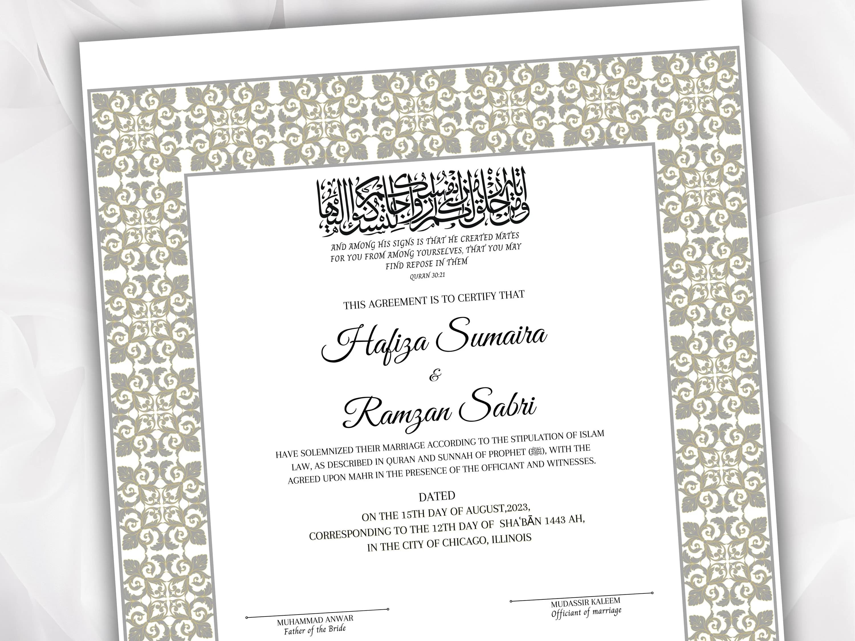 Printable Nikkah Contract Template | Islamic Marriage Agreement (PDF) - image 3