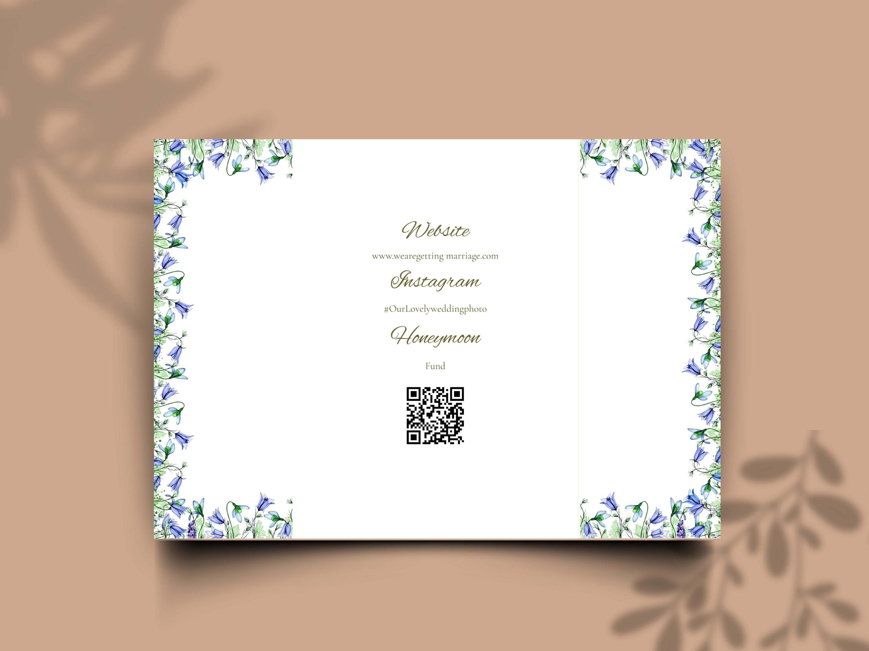 Blue Floral Wedding Invitation: Elegant Gatefold Design (Digital Download) - image 3