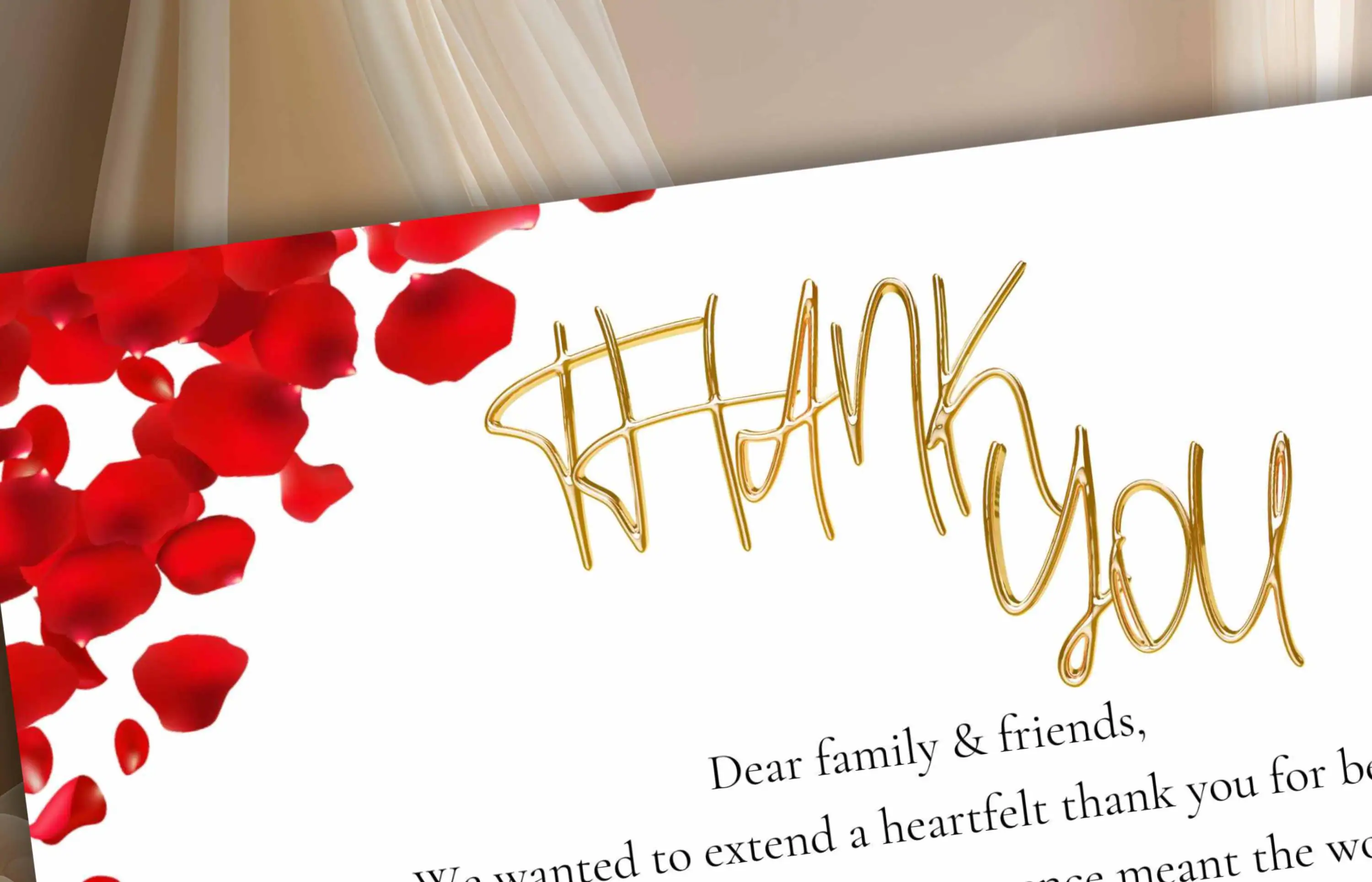 Red Petals Wedding Thank You Card, Editable Template (Digital Download) - image 4