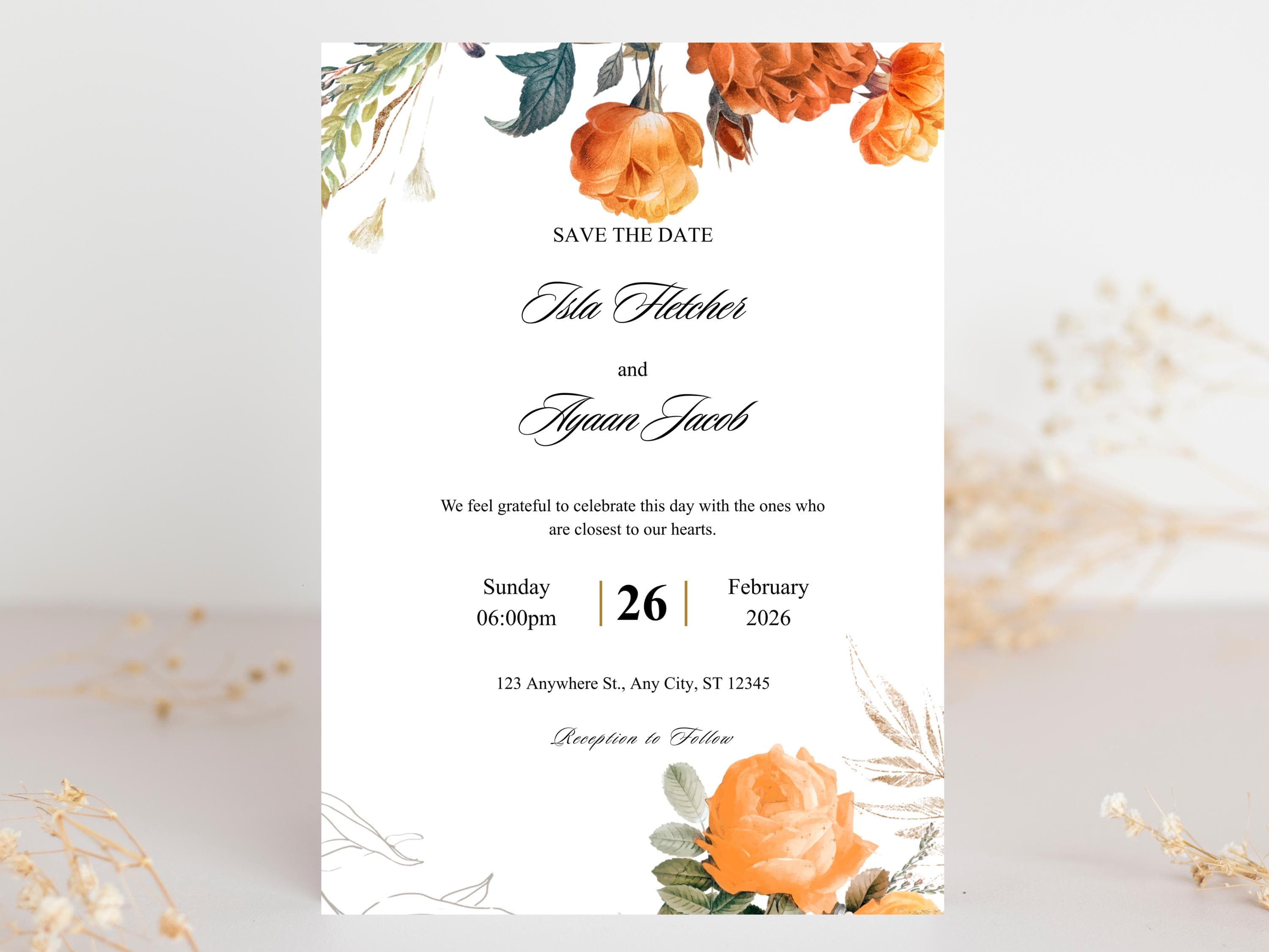Wedding Invitation Bundle, RSVP, Thank You Card, Table Card, Menu Card, Reception Card, Details Card. WI250 - image 4