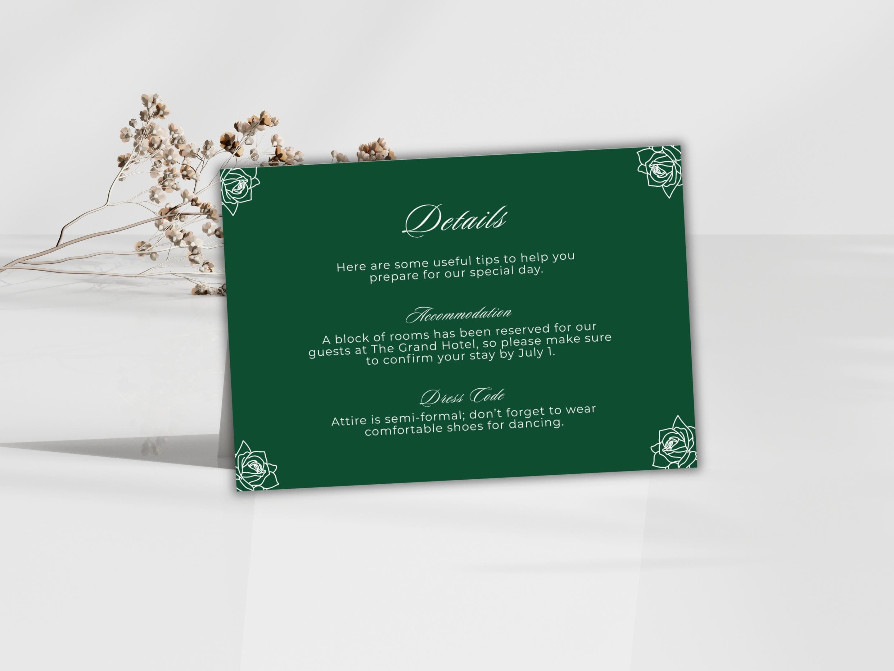 Wedding Invitation Set, RSVP, Wedding Invitation, Details, Editable, Template, WI253 - image 5