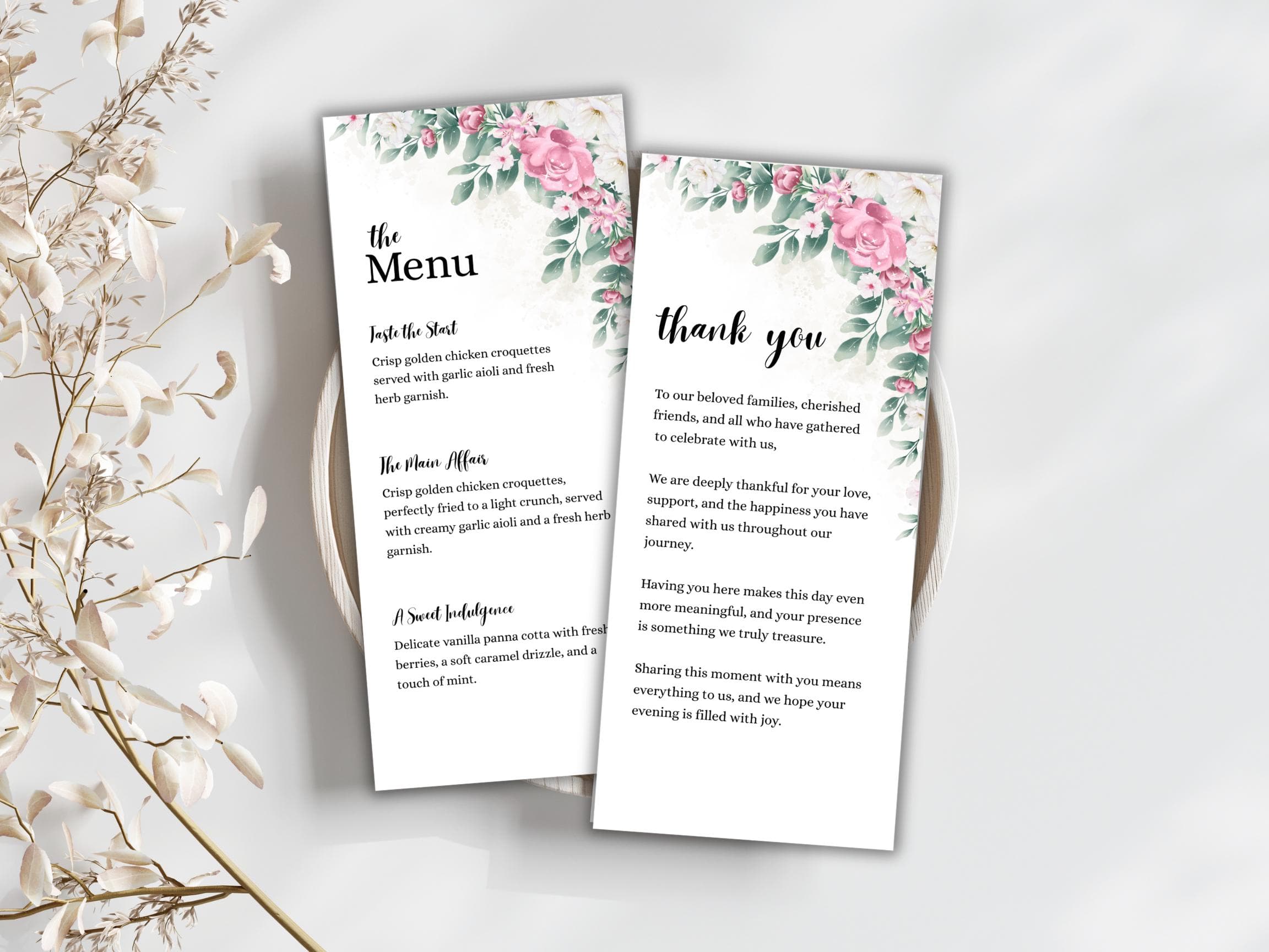 Wedding Thank you Card, Menu Card, Table Card. WI327 - image 5