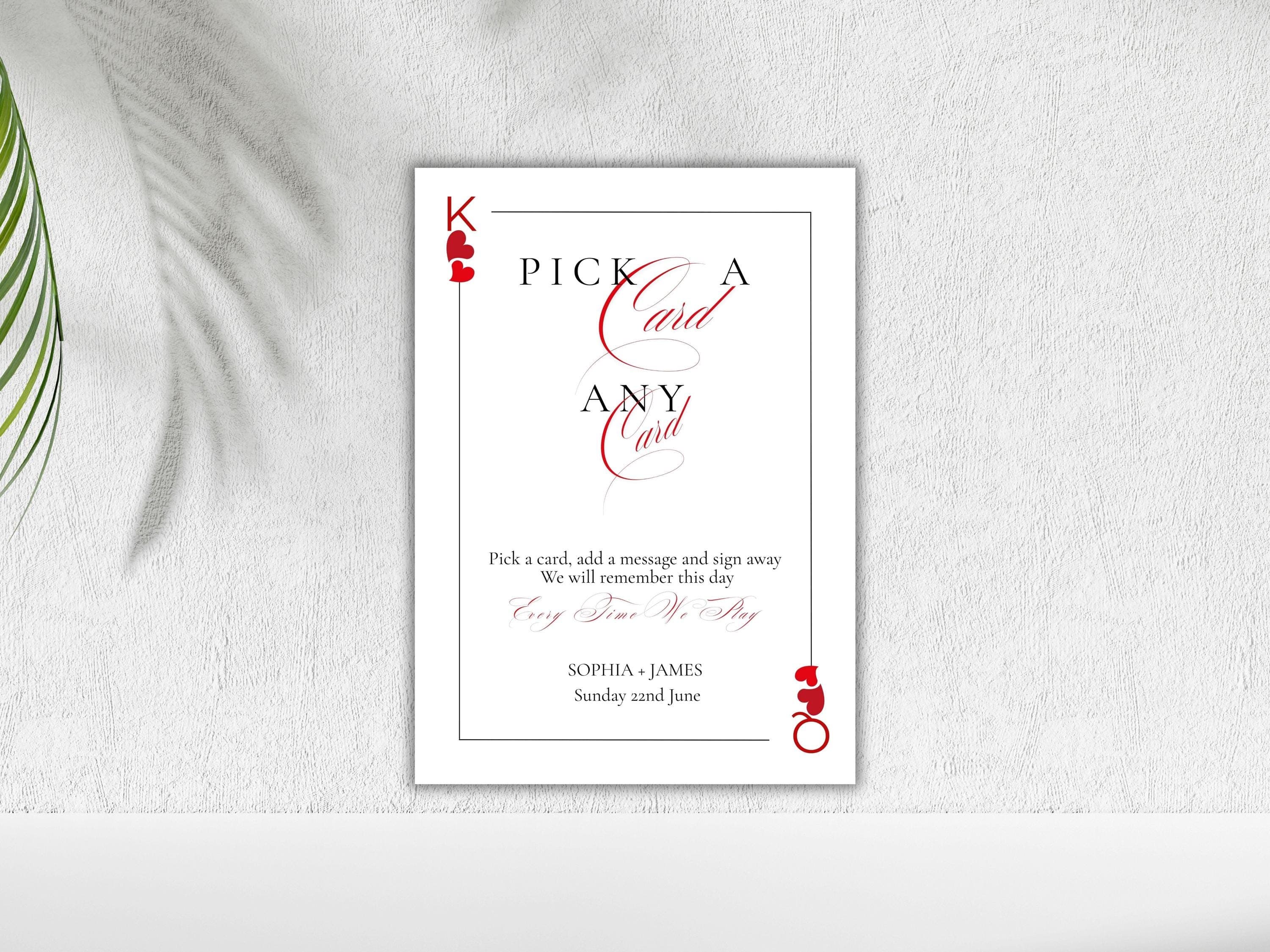 Playing Card Wedding Guest Book Sign: Minimalist Design (Instant Download) - image 5