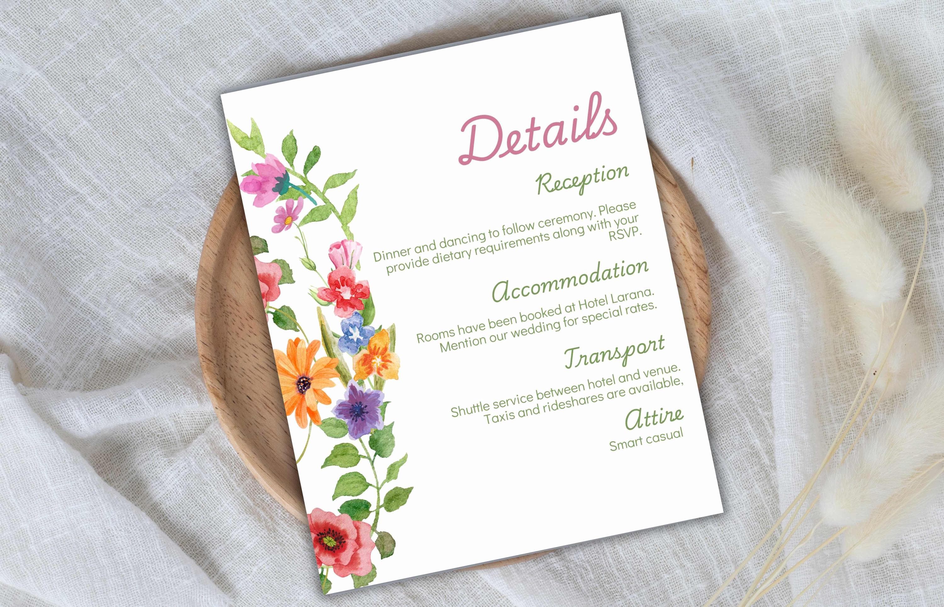 Pink Floral Wedding Invitation Template, Summer Wedding Invitation Suite, Botanical Invitation, Instant Download. WSB63 - image 5