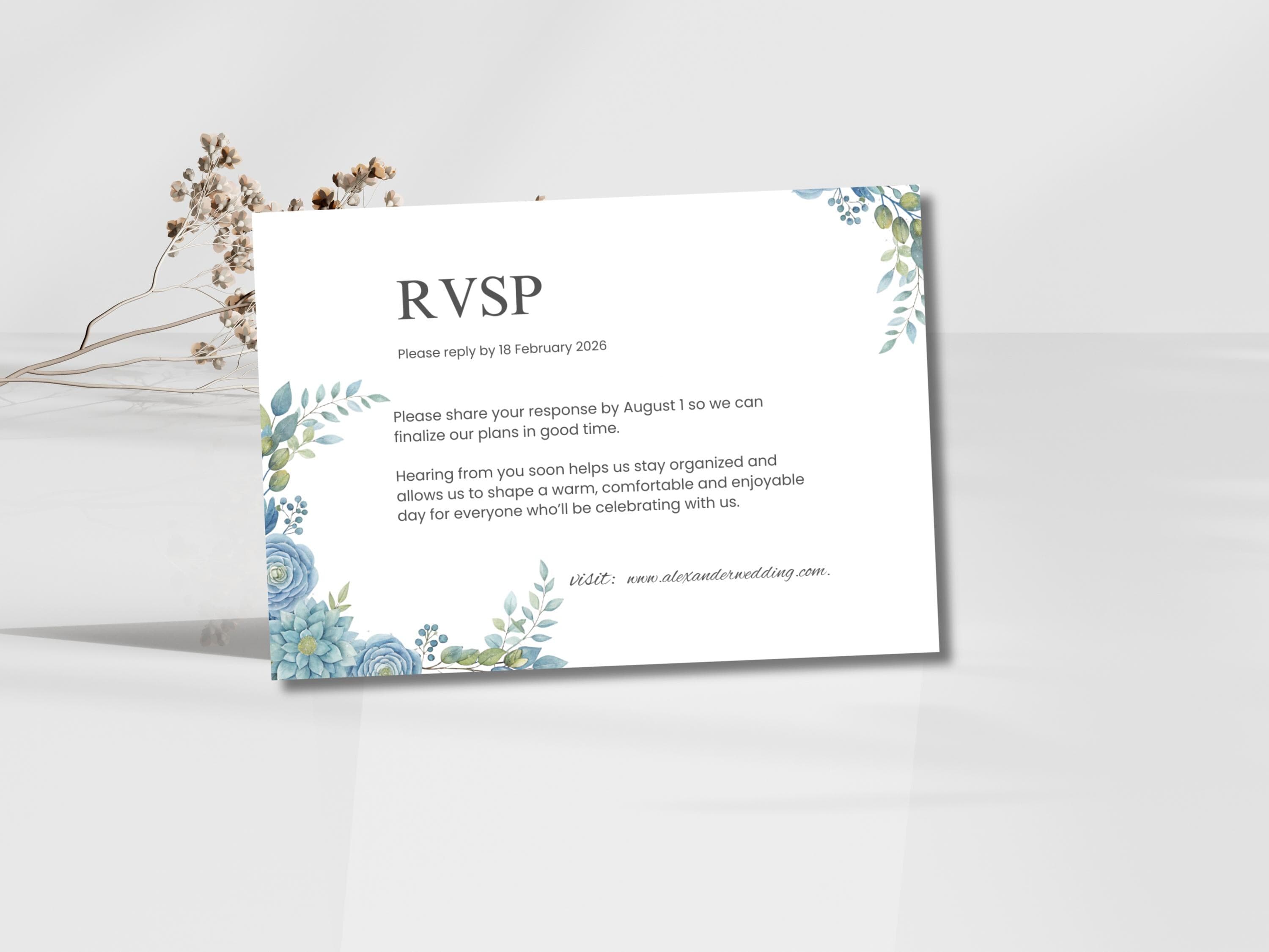 Wedding Invitation Set, RSVP, Dark Floral, Wedding Invitation, Details, Editable, Template, WI241 - image 4