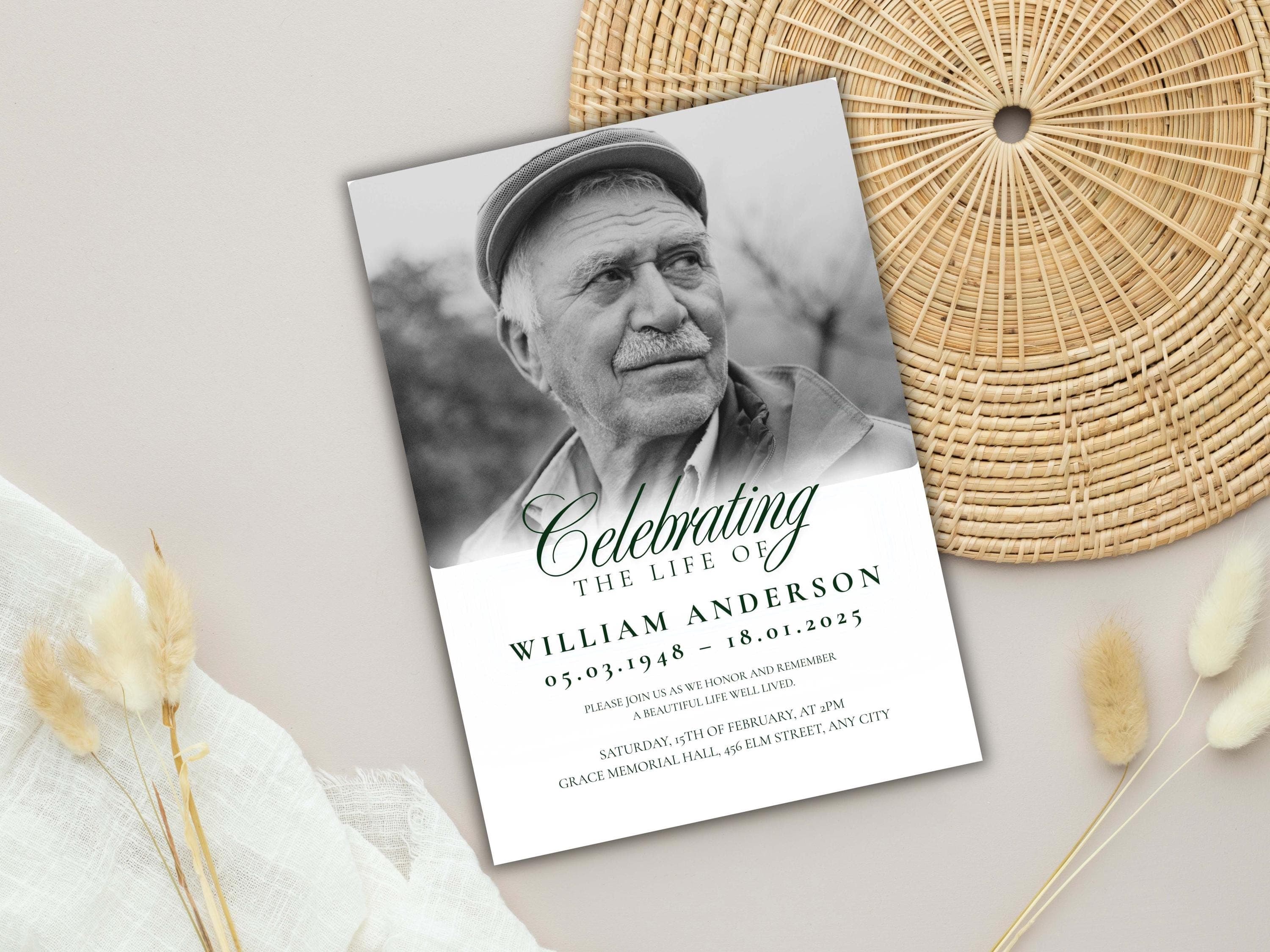 Funeral Invitation Template: Celebration of Life, Editable Memorial Card (Digital Download, 5x7 & Mobile Size) - image 3