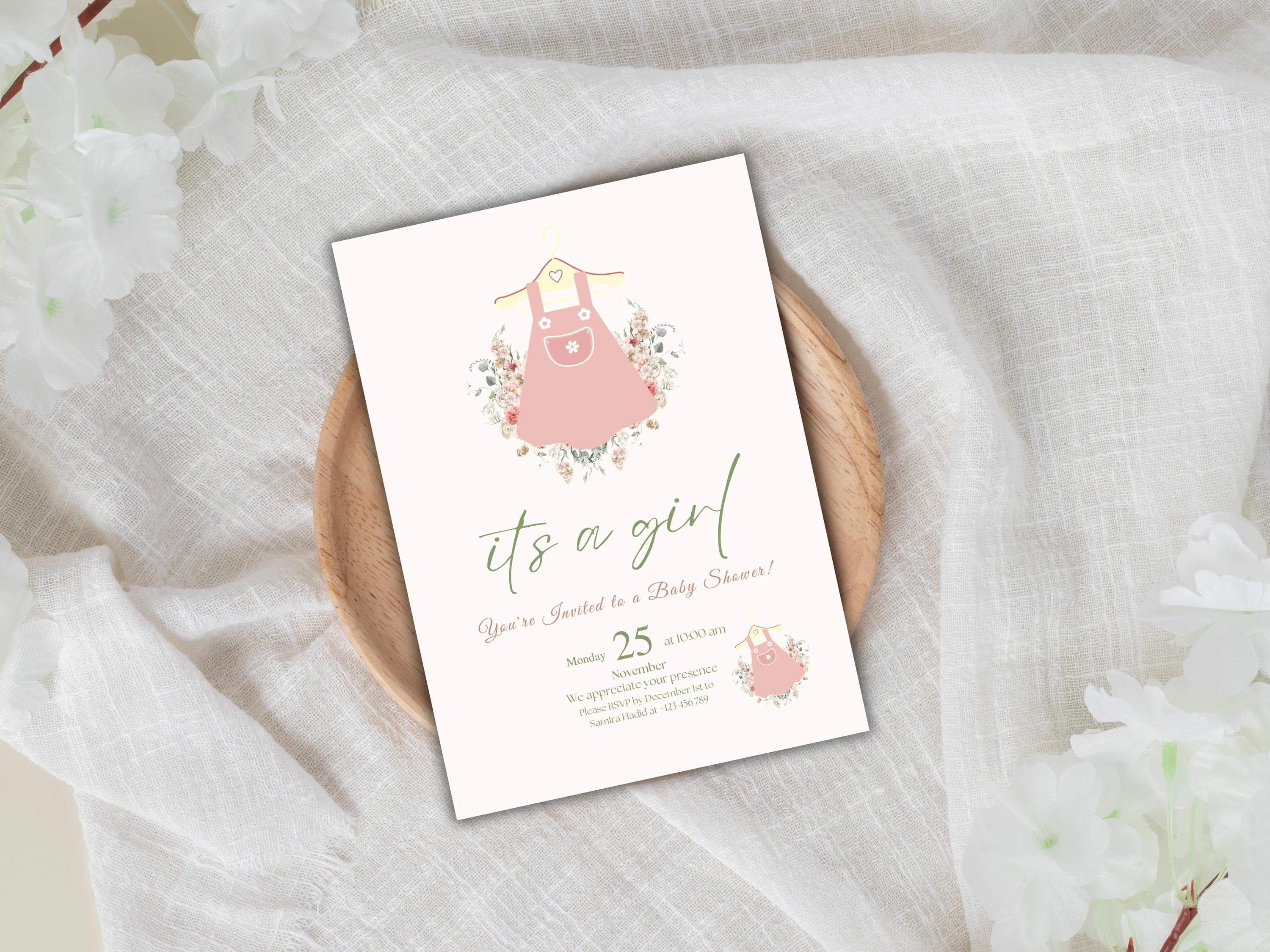 Floral Girl Baby Shower Invitation: Editable Template (5x7 in, Digital Download - image 3