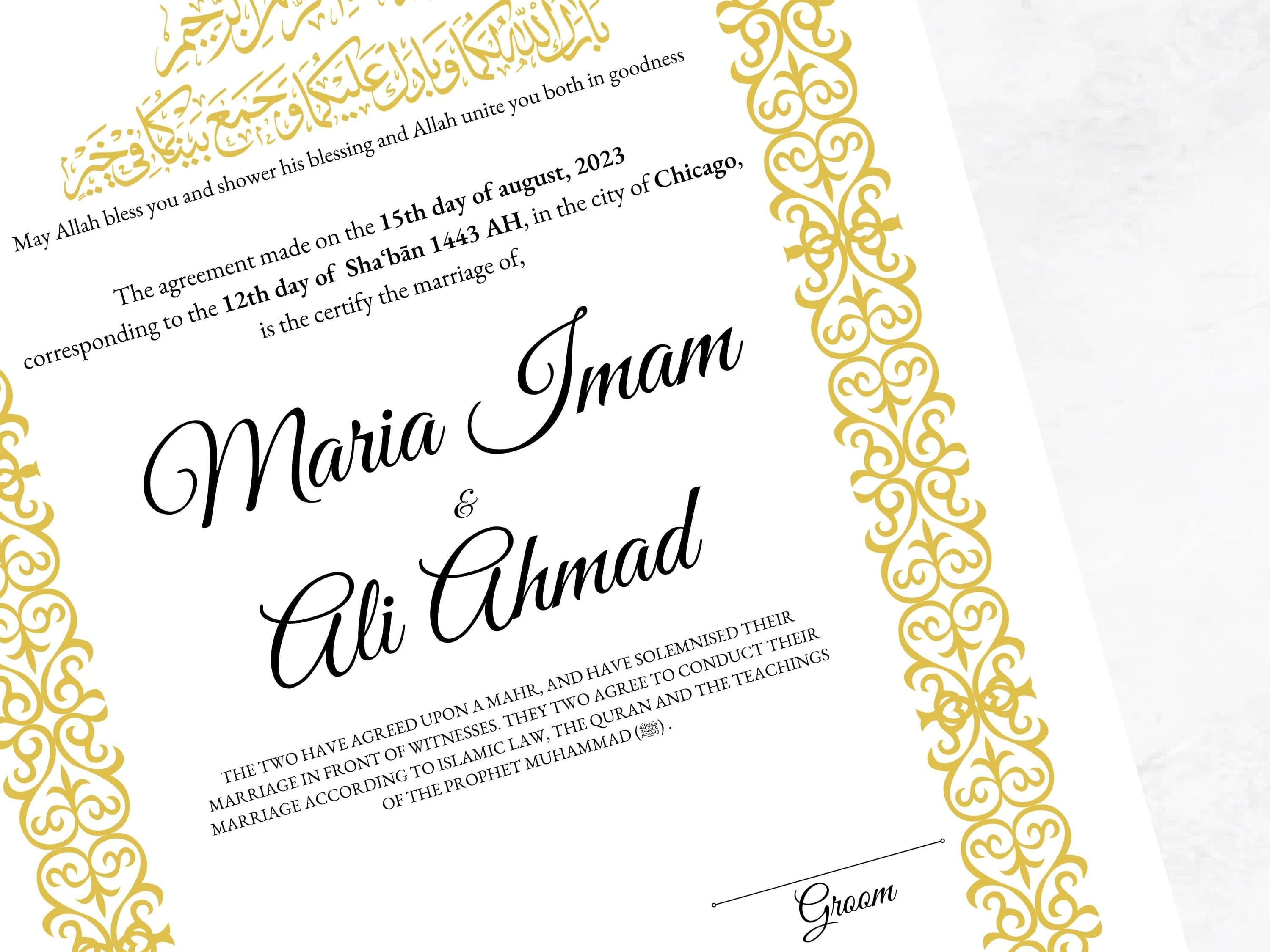 Printable Nikkah Contract Template | Islamic Marriage | PDF Muslim Marriage Contract | Wedding Keepsake.  NN85 - image 4