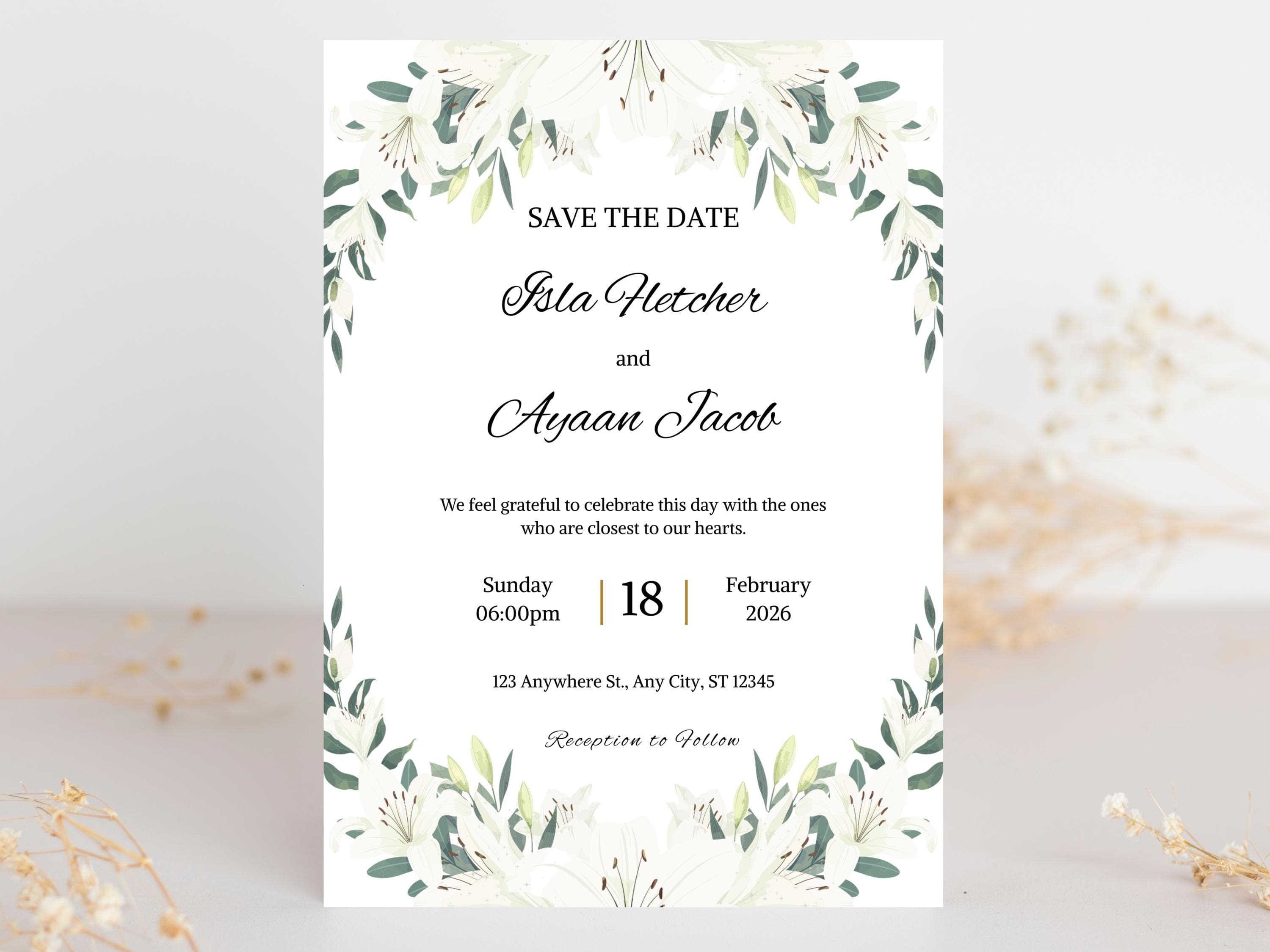 Wedding Invitation Bundle, RSVP, Thank You Card, Table Card, Menu Card, Reception Card, Details Card. WI248 - image 4