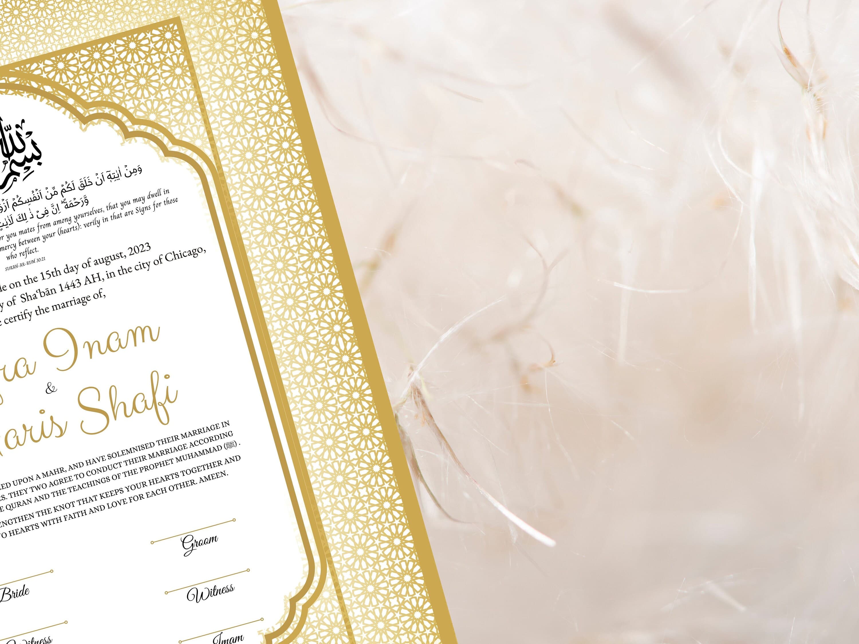Nikkah Certificate Gold, Luxury Nikkah Contract, Editable Nikah Nama, Islamic Wedding Contract, Digital Download. NN44 - image 4