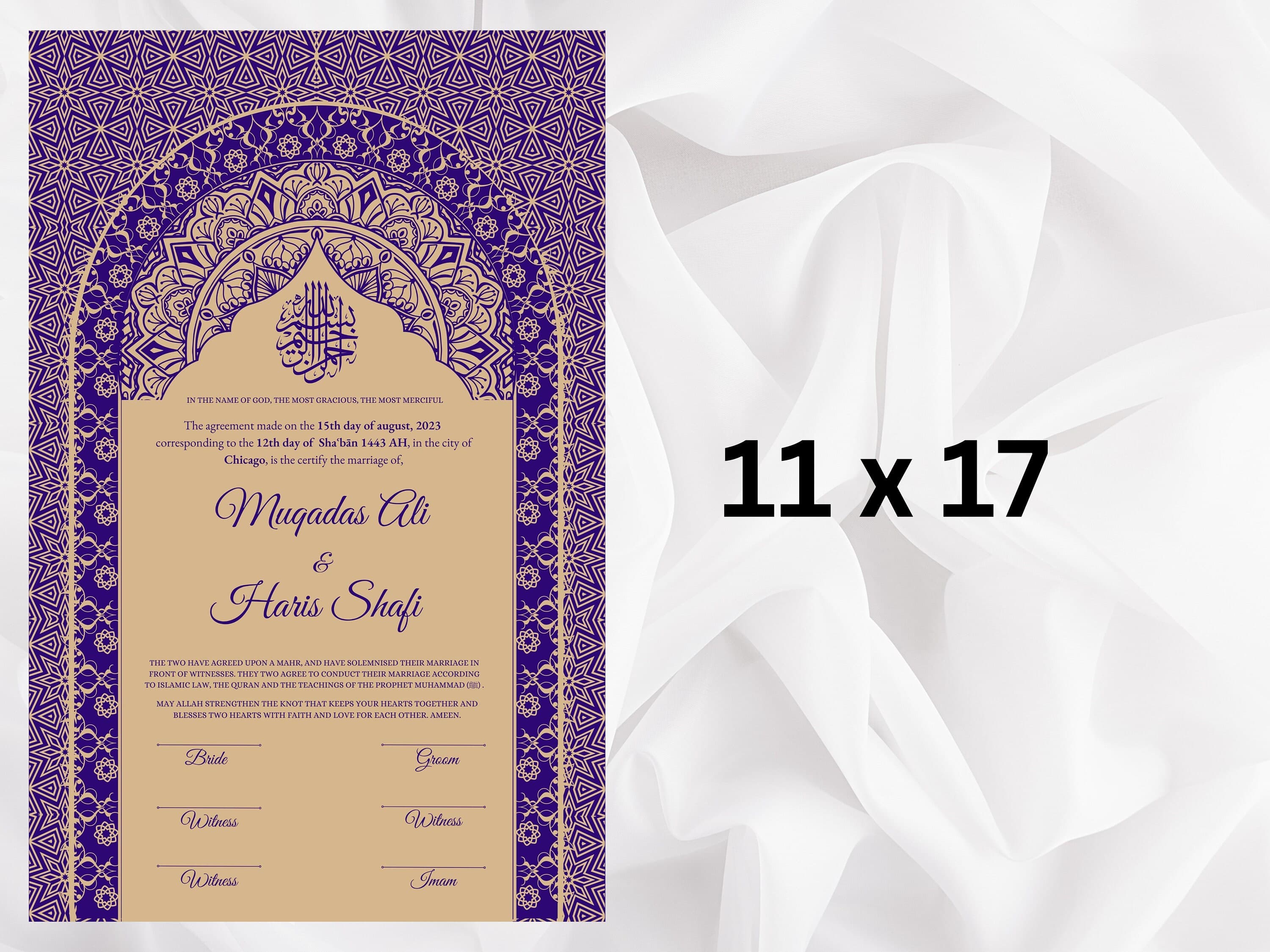 Luxury Nikkah Contract, Digital Printable Personalised Customised Nikkah Certificate, Custom Nikkah Nama, Islamic Wedding Contract, nn69 - image 3