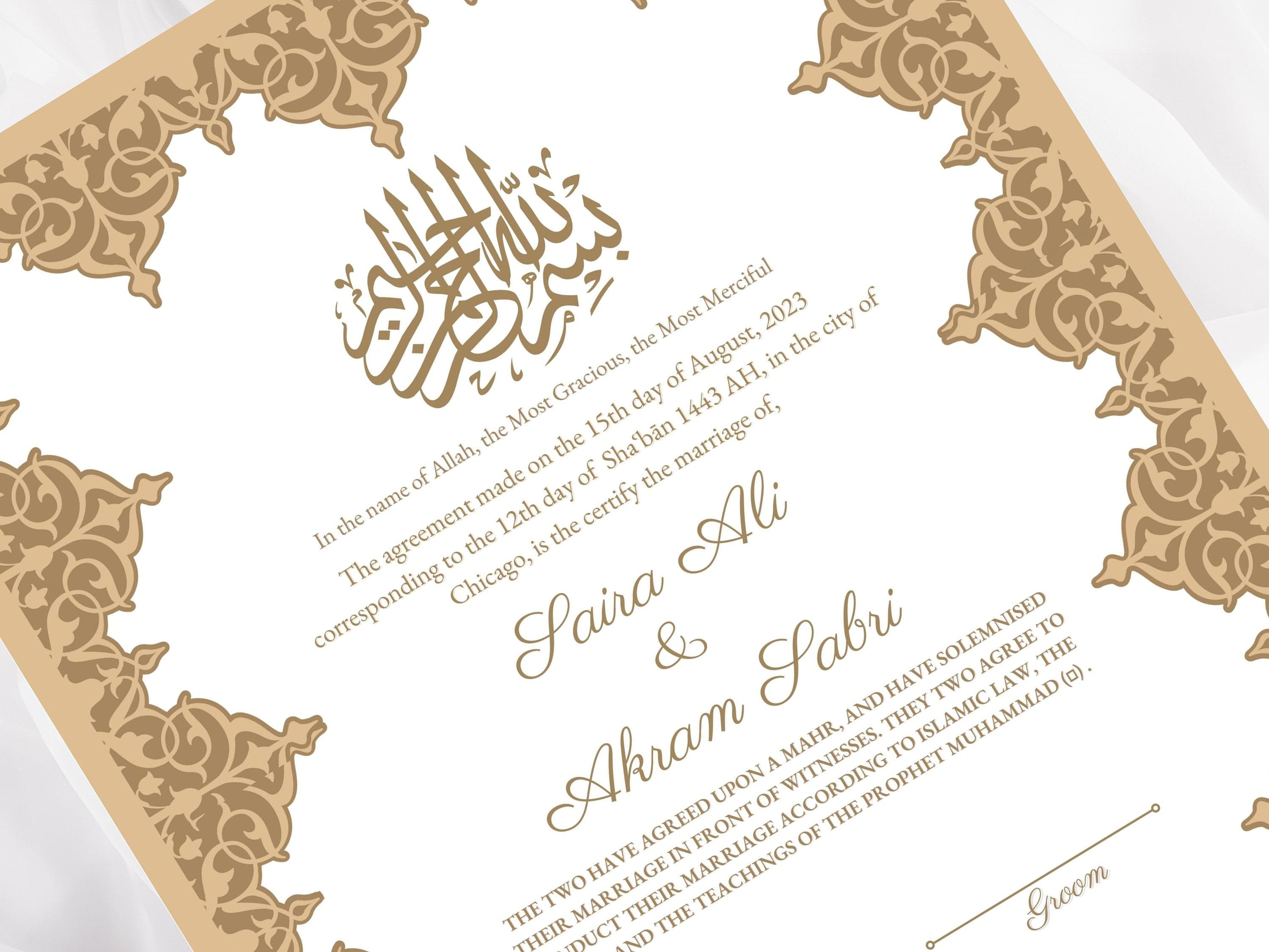 Nikkah Certificate, Template, Easy to edit, Muslim nikkah contract, Brown Nikkah Contract, Digital Download. 57 - image 4