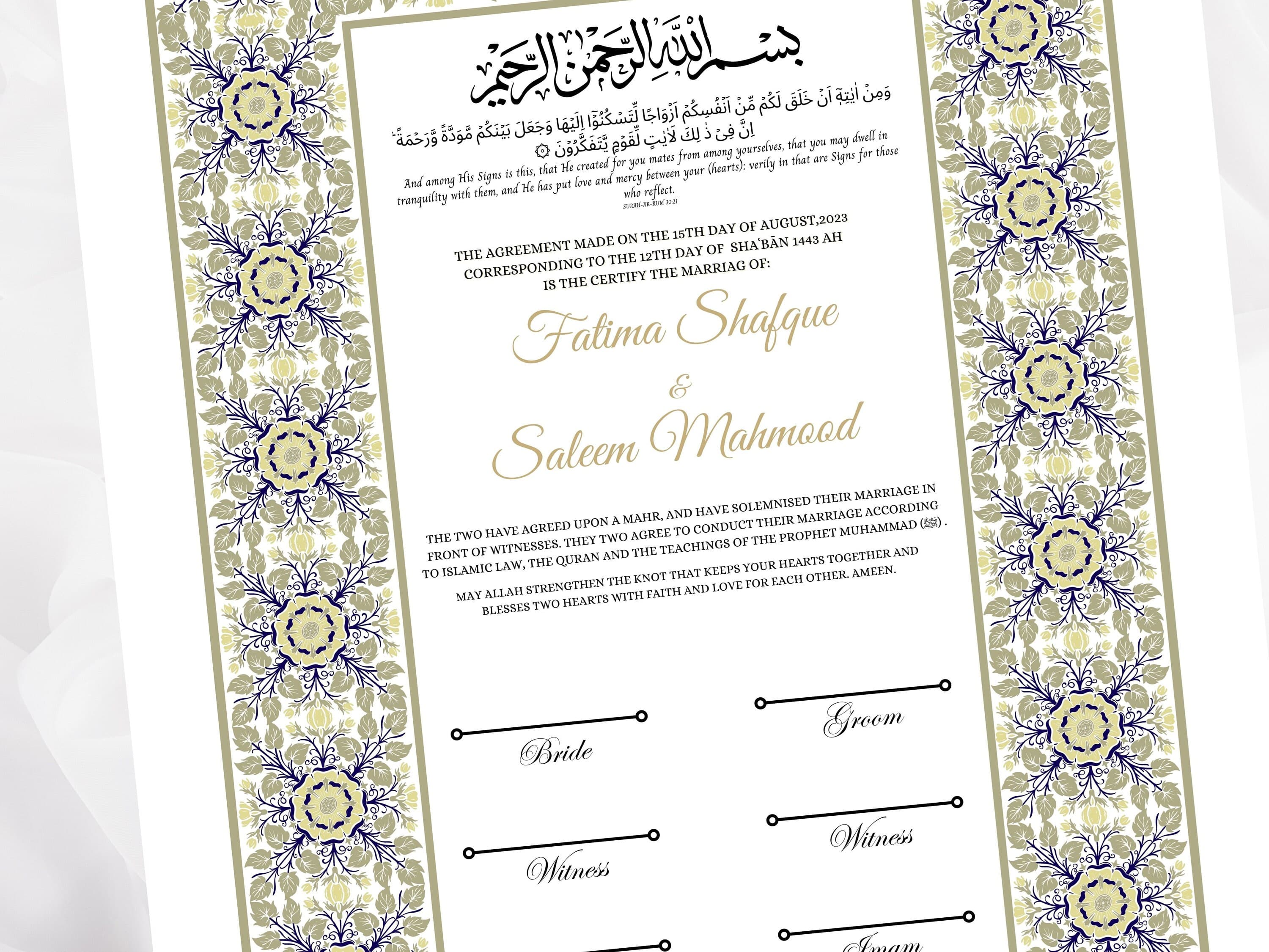 Nikkah Certificate Digital Download,  Editable, Template, Muslim Contract, Muslim Marriage, A4, A3, Template, Instat Download. NN31 - image 4